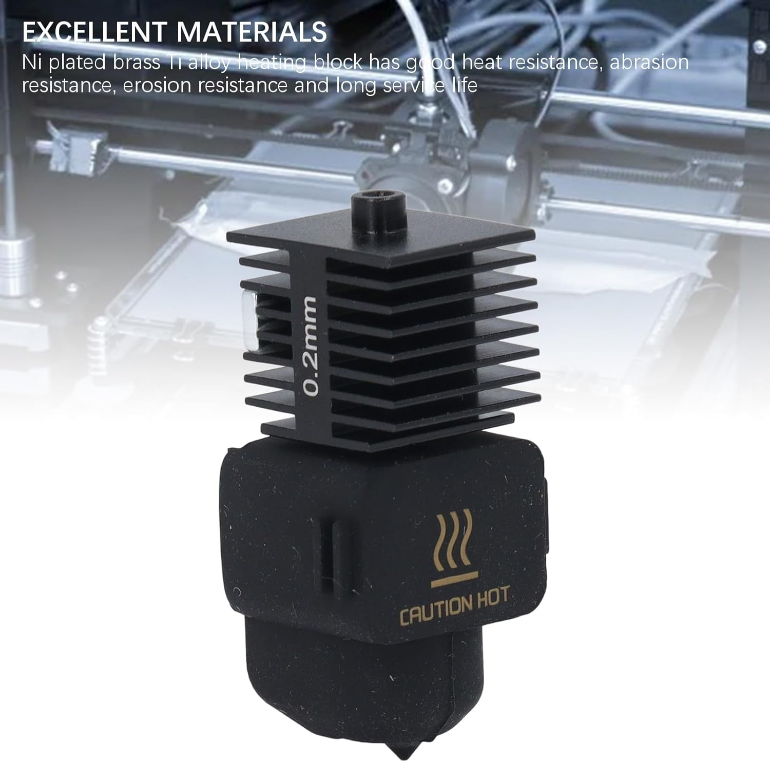 3D Printer Hotend Kit for Lab A1 A1 Mini, Upgrade Heater Block 3D Printer Part with Removable Hardened Steel 0.2Mm / 0.4Mm Nozzle & High Temperature Resistant Silicone image number 6