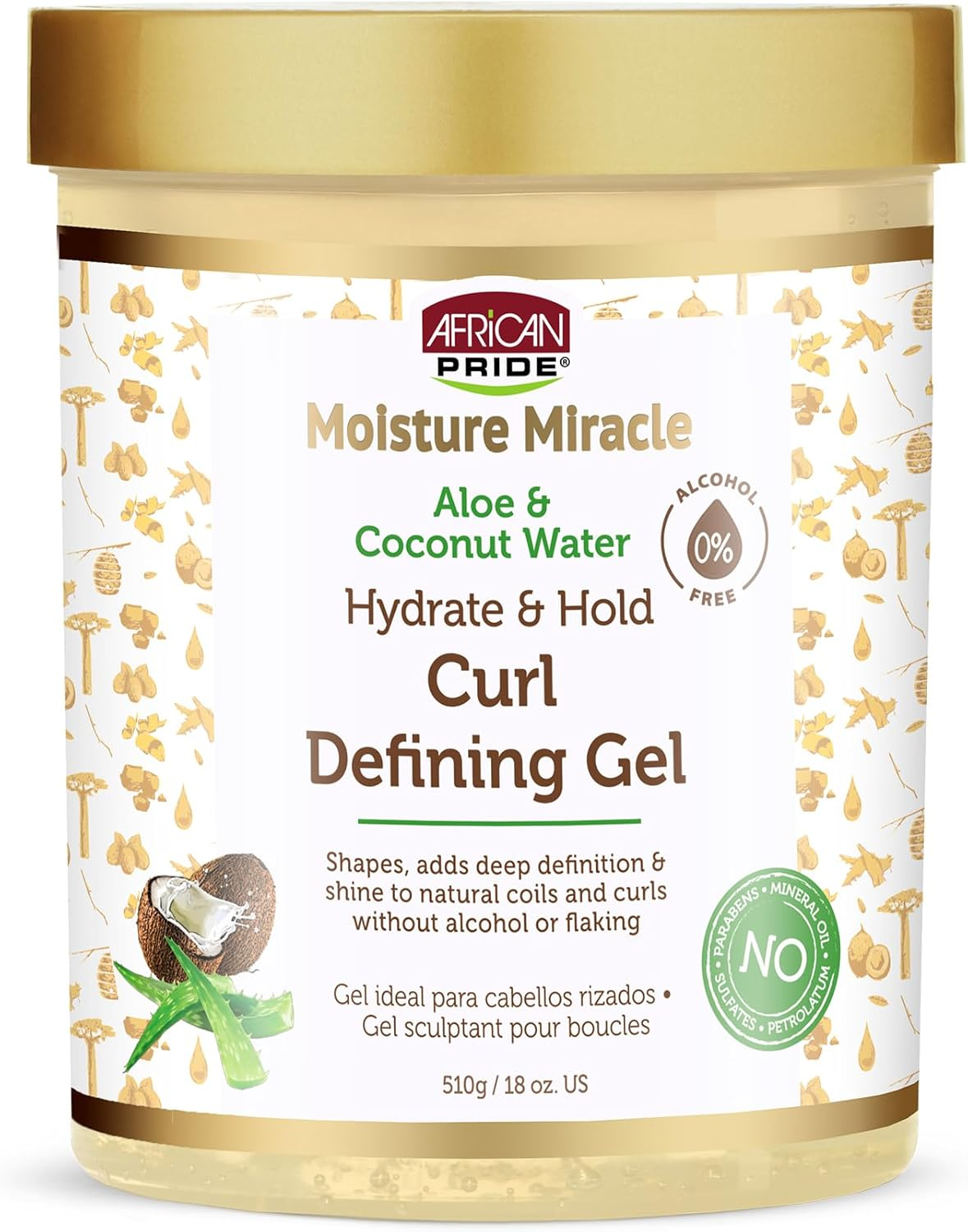 African Pride Moisture Miracle Hydrate & Hold Curl Defining Gel for Curly & Coily Hair, Controls Frizz, Hydrates, Defines Coils & Curls, No Flakes, 18Oz image number 3