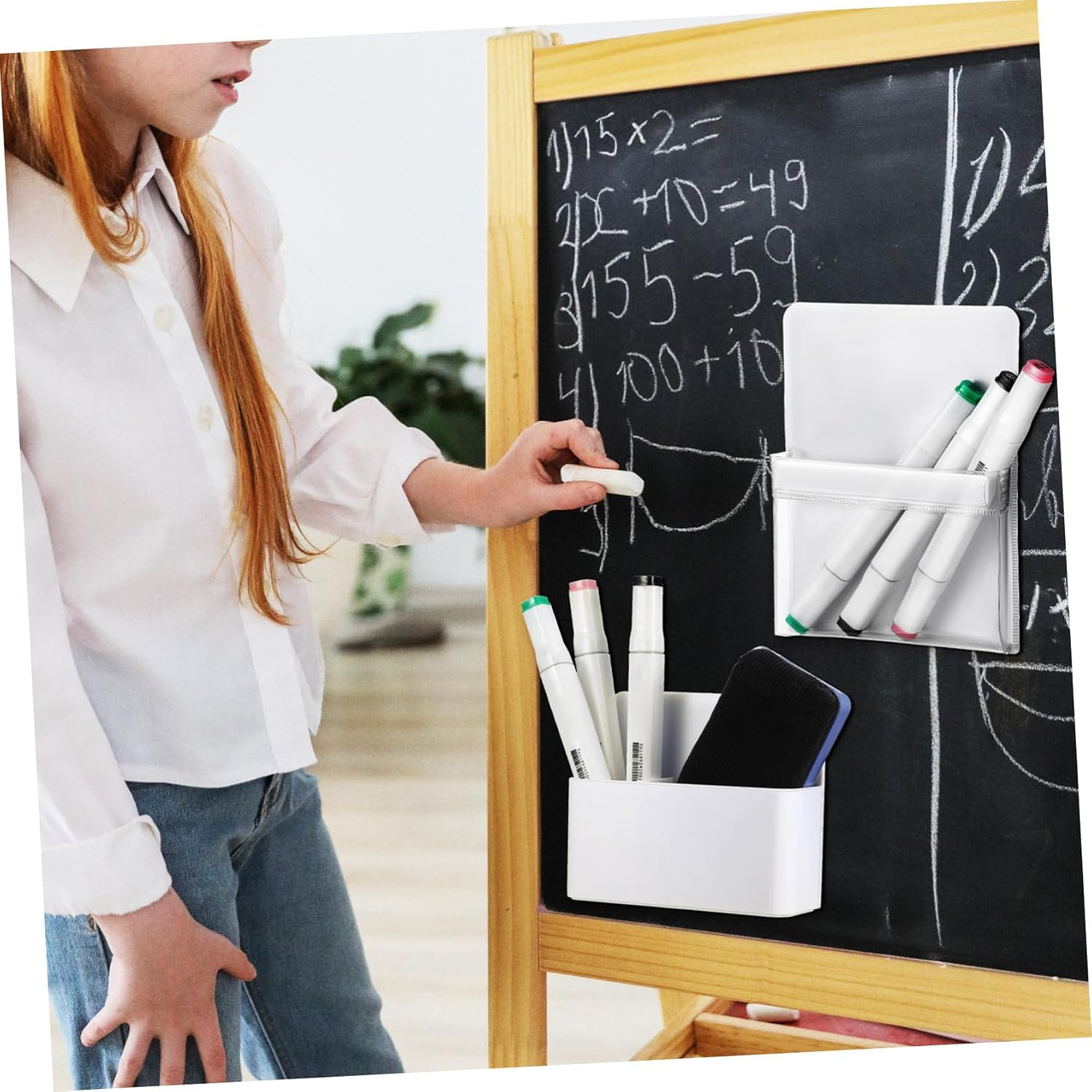 COOPHYA Pencil Holder Whiteboard Marker Holder Magnetic Whiteboard Supply Organizer for School Classroom Desk Accessories