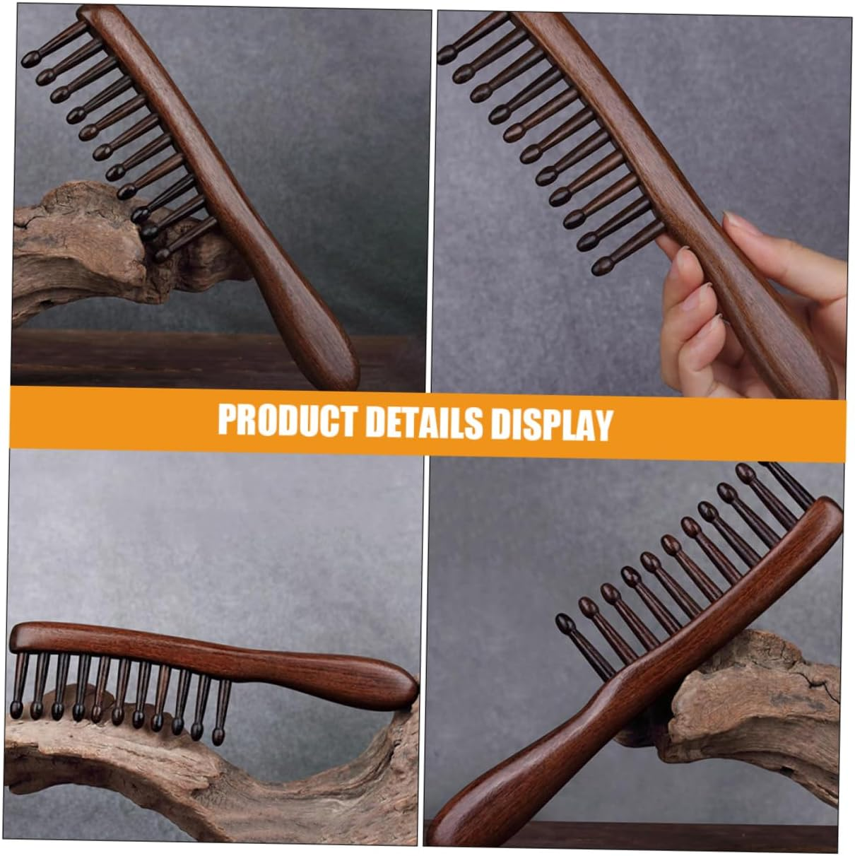 Healeved 2Pcs Wood Comb Wide Tooth Detangler for Women Men Wooden Massage Hair Comb Scalp Massager for Hair Care image number 3
