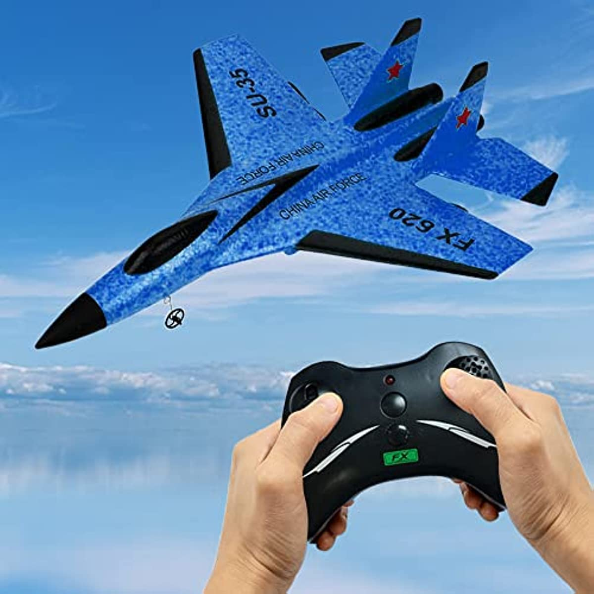Remote Control Plane 2.4Ghz Foam RC Airplanes Helicopter Quadcopter for Adults Kids, Spinning Drone, Gravity Sensing,Stunt Roll, Cool Light, 2 Battery, Gifts for Kids Boys