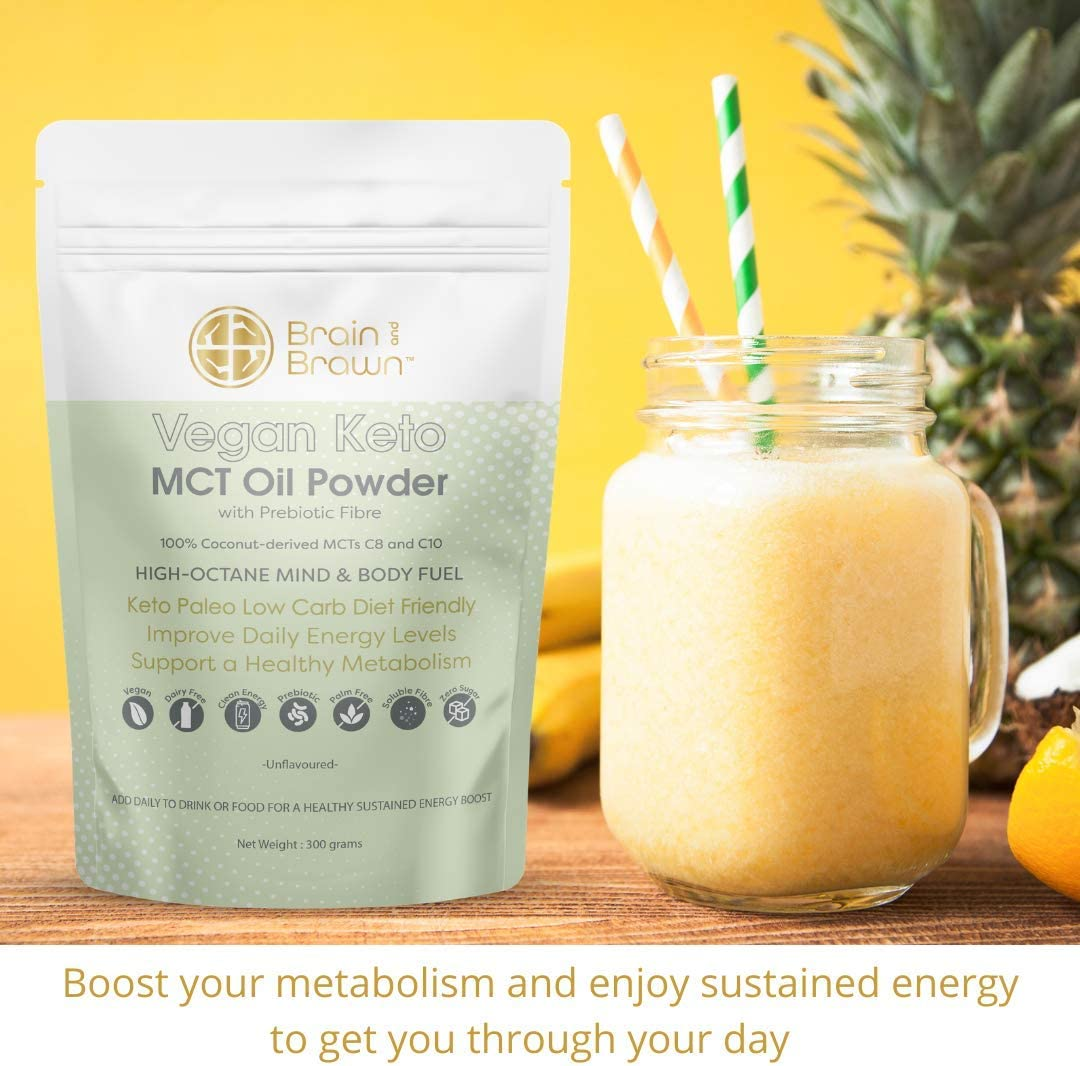 Vegan Keto MCT Oil Powder with Prebiotic Fibre Unflavoured 300G MCT Oil Powder C8:C10 (60:40), Convenient, 100% Pure MCT Oil Powder image number 5