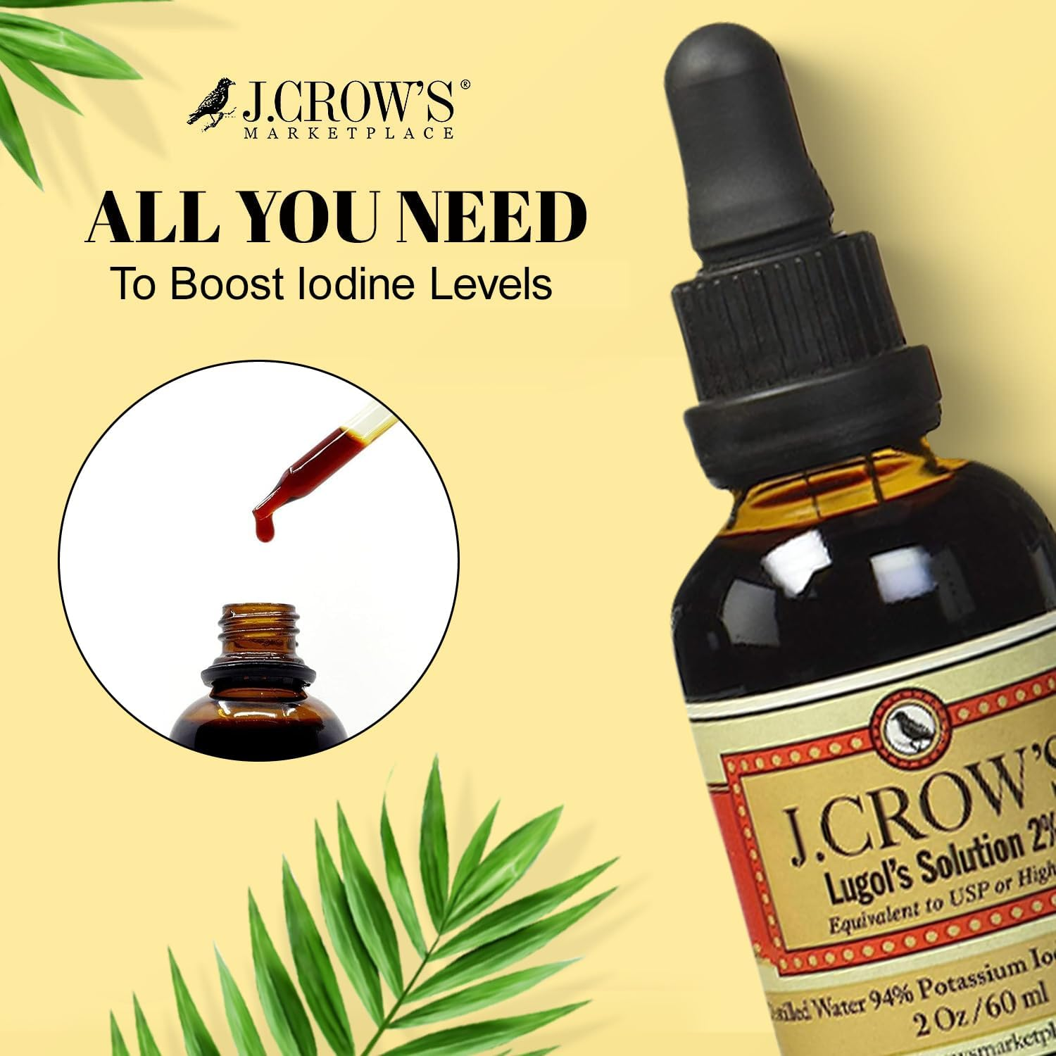 J.CROW'S&reg; Lugol'S Solution of Iodine 2% 2 Oz Three Pack (3 Bottles) image number 1