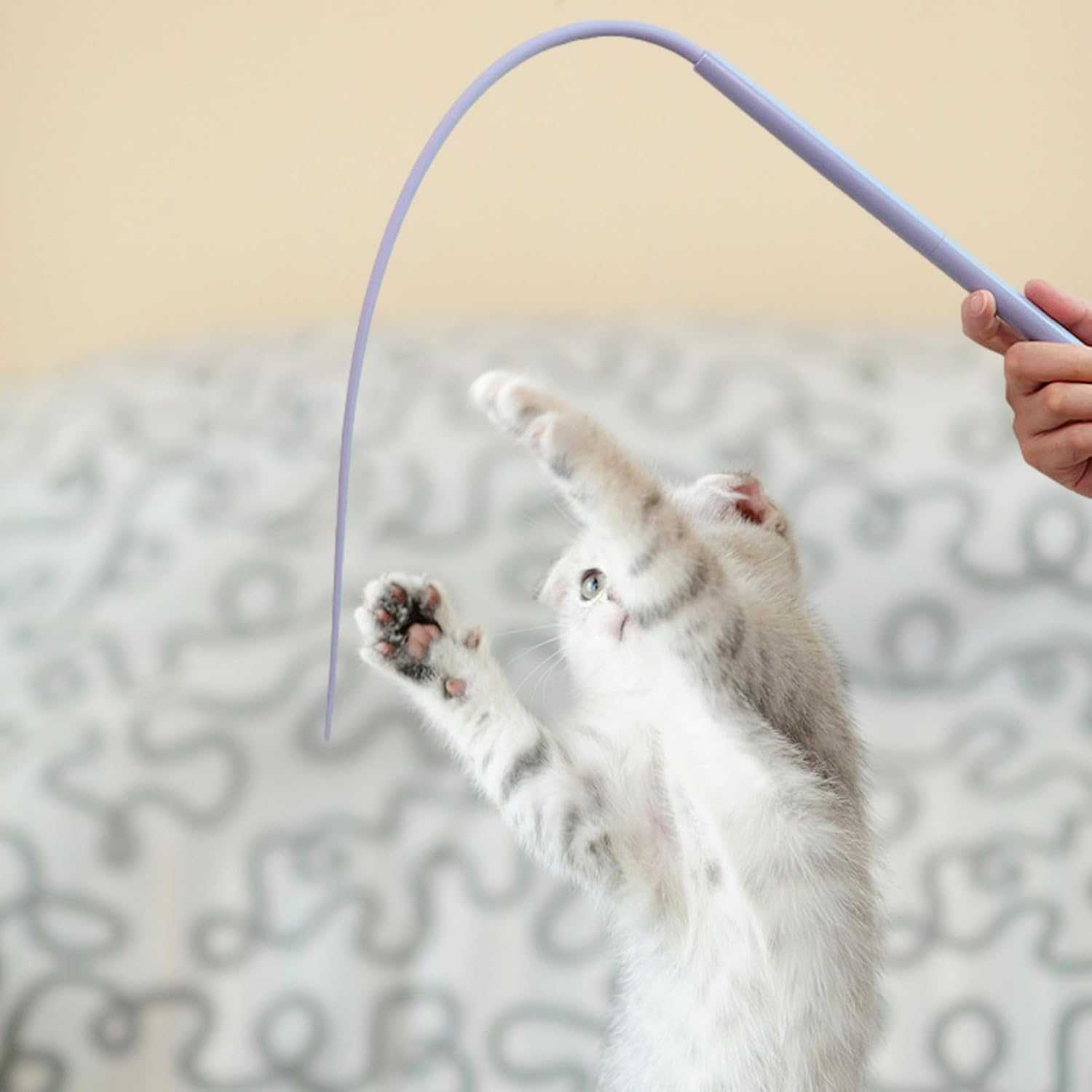 Interactive Cat Toys - Mouse Tail Silicone Teaser Wand,Soft Teaser Wand for Entertainment, Playing, Jumping, Portable Pet Toys for Relaxing image number 5