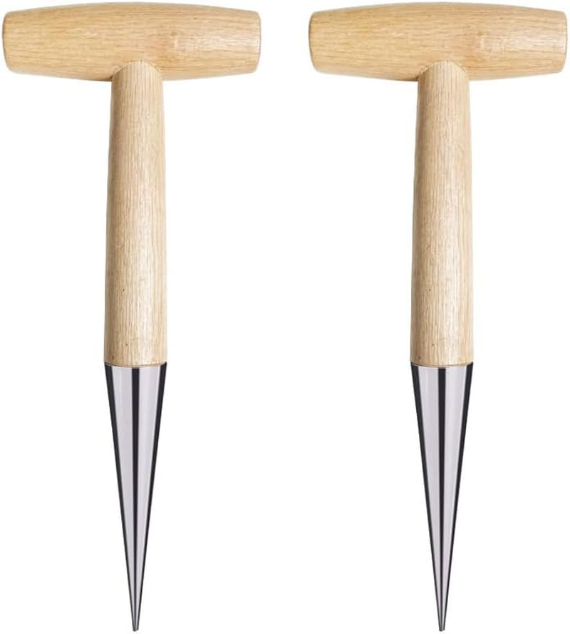 AIMALL 2PCS T-Type Dibber Tool &ndash; 11.02In Wooden Handle Planting and Fertilization Tool for Gardening, Seedling Transfer, and Soil Drilling image number 5