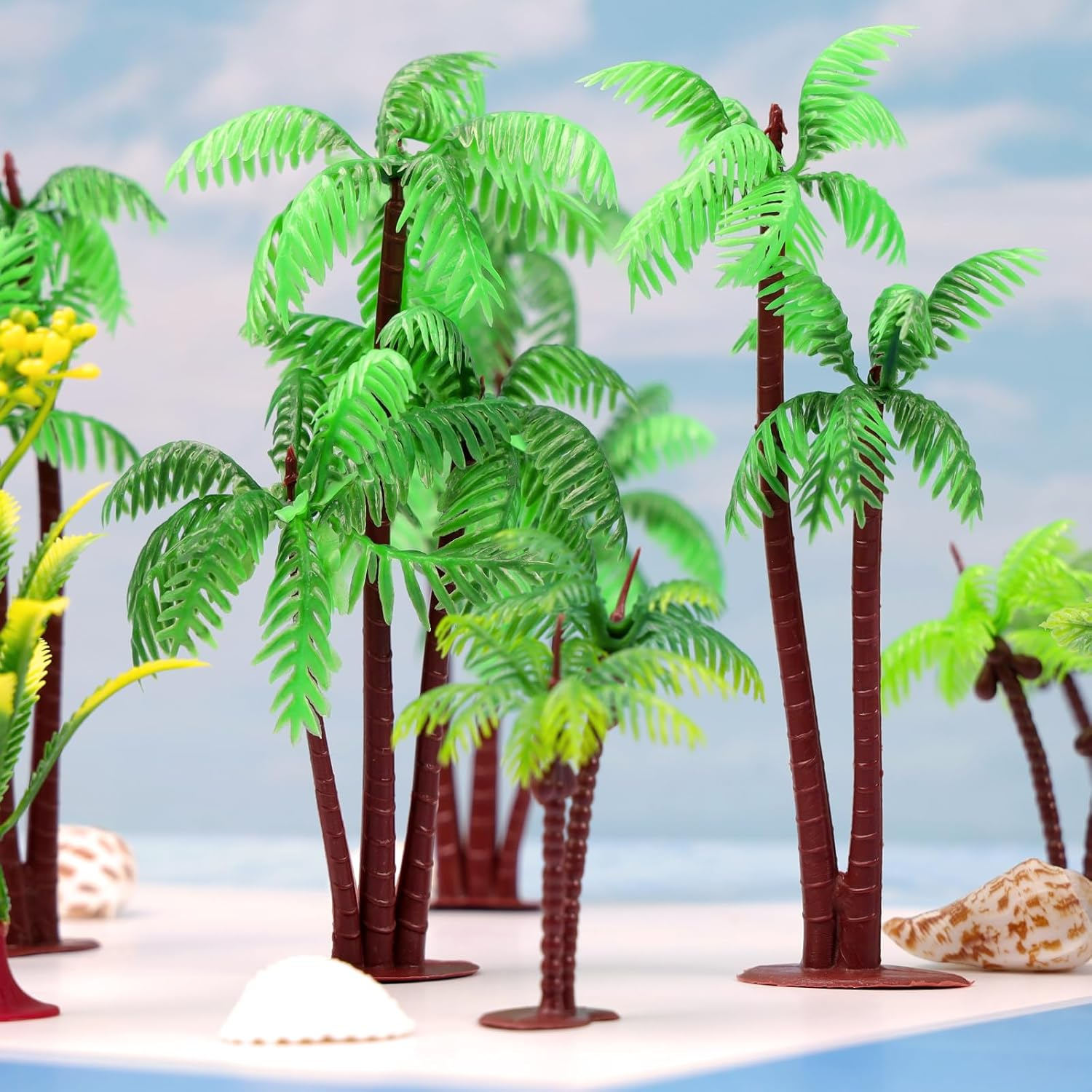 20 Pcs Model Palm Trees Miniature Coconut Plastic Scenery Tree Diorama Artificial Rainforest Landscape Mini Plant Train Railroad Building Decoration DIY Cake Topper image number 3