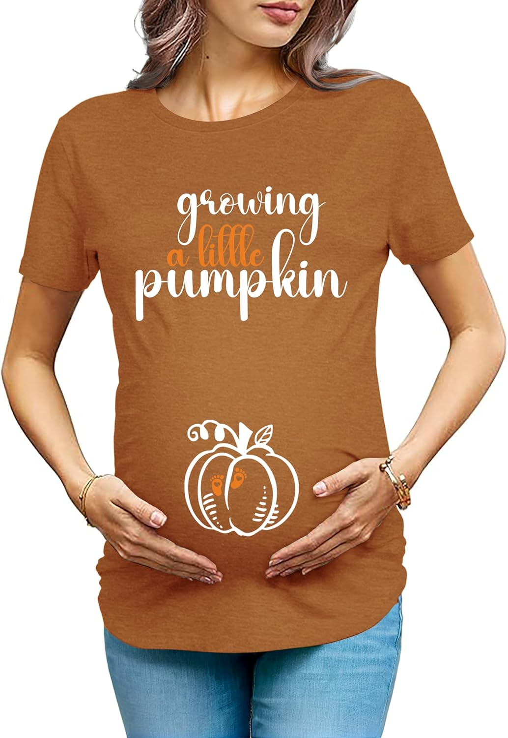 Maternity Shirts for Halloween Thanksgiving Pregnancy Clothes Funny Skeleton Pumpkin Pregnant Announcement Tshirt