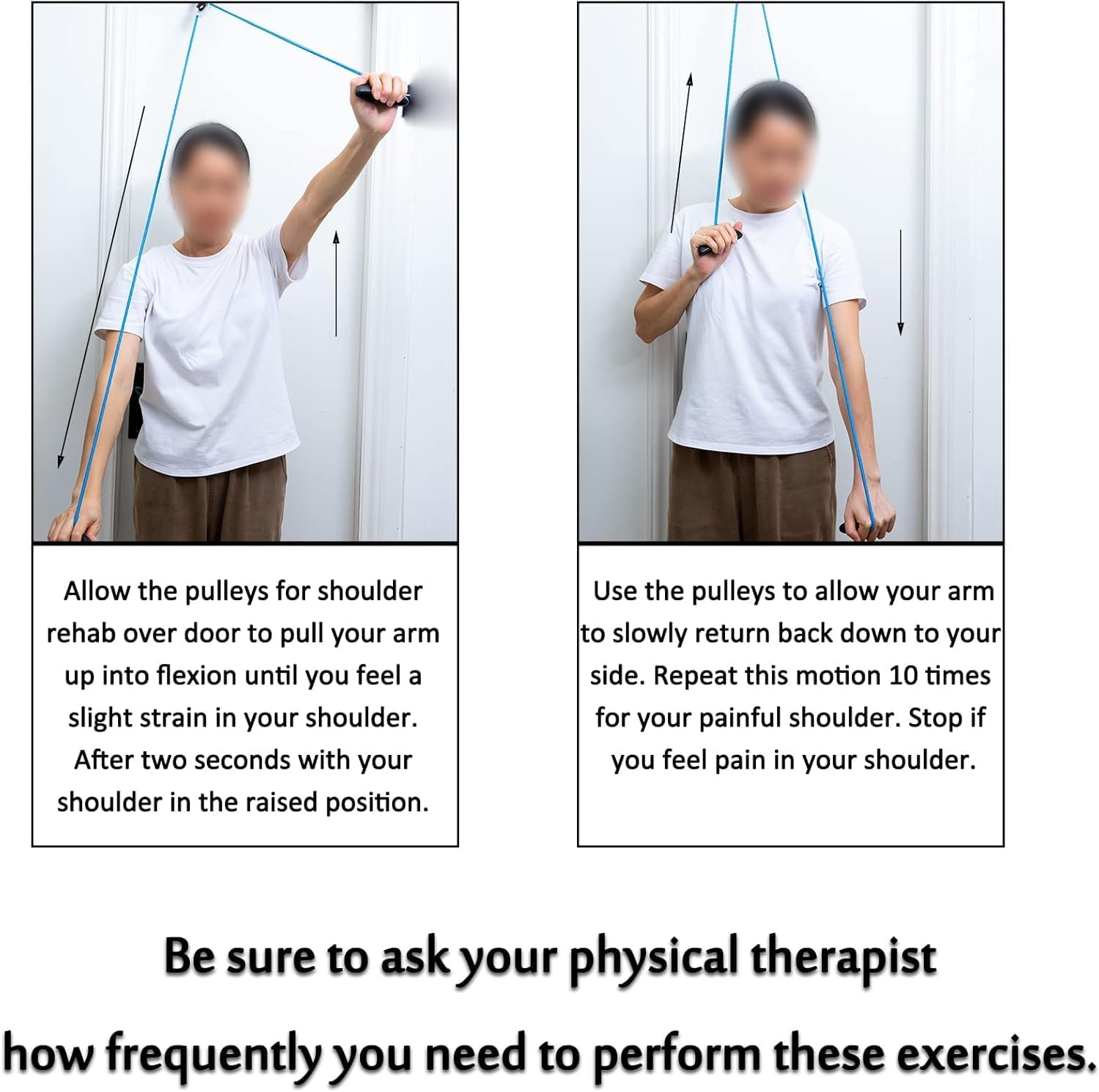 Shoulder Pulley over the Door Physical Therapy System, Exercise Pulley, Alleviate Shoulder Pain and Facilitate Recovery from Surgery, FSA/HSA Eligible (Blue) image number 6