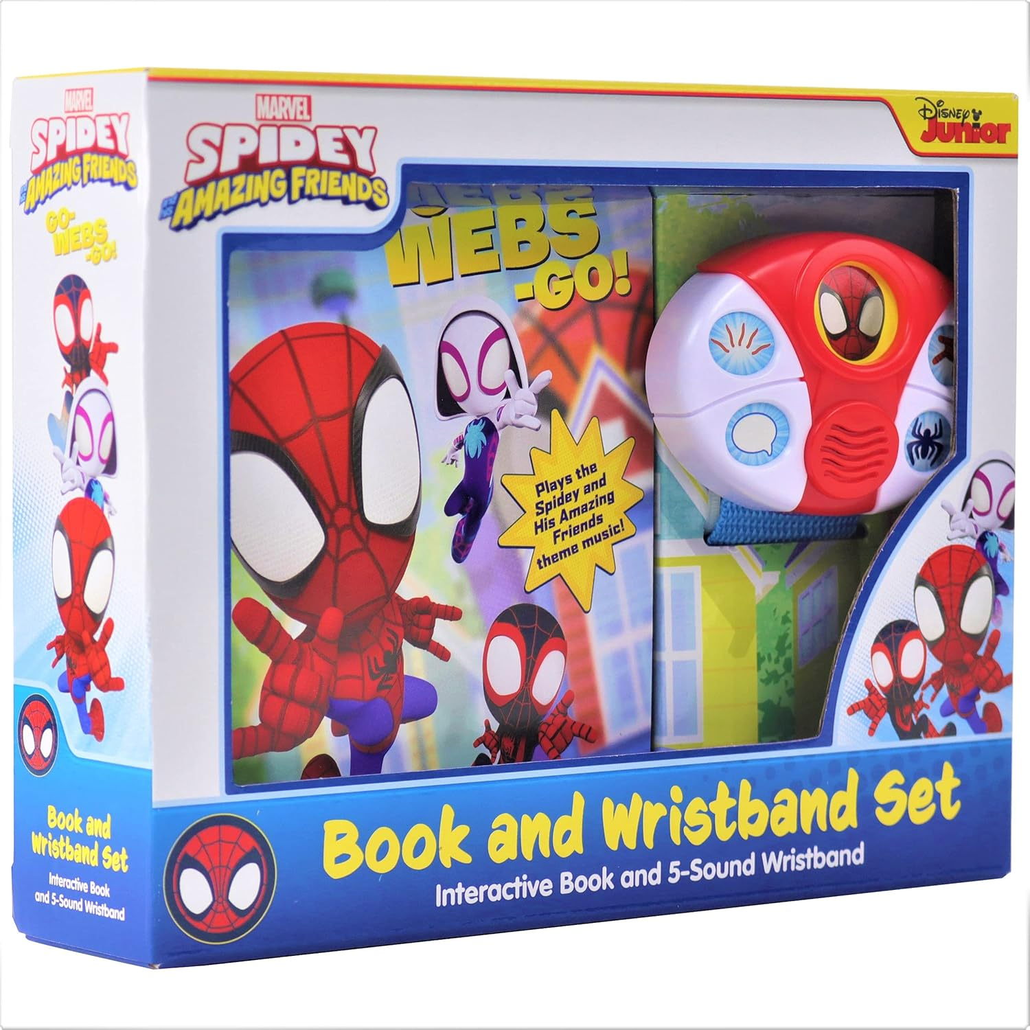 Marvel Spider-Man - Spidey and His Amazing Friends - Go-Webs-Go! Interactive Book and 5-Sound Wristband - PI Kids image number 5