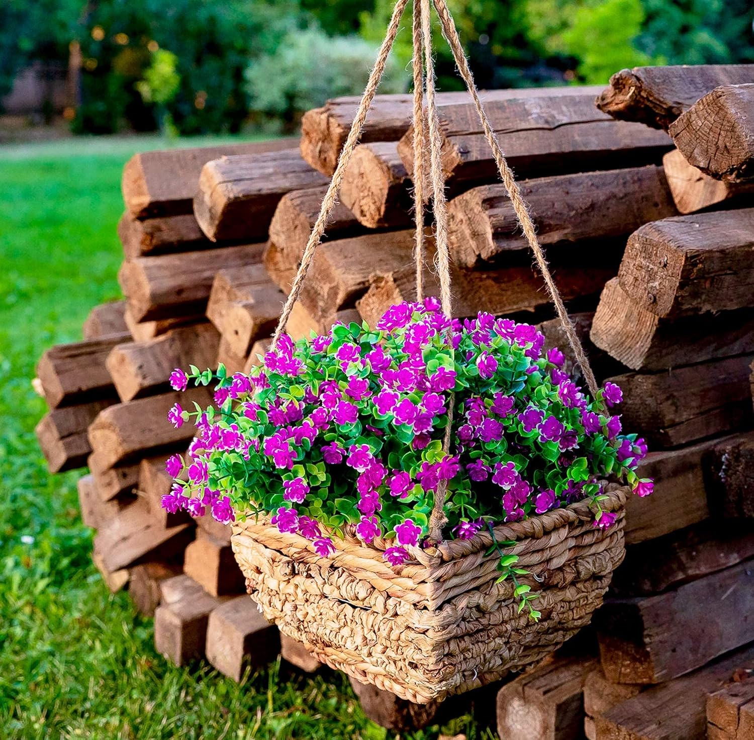 Artificial Flowers for Outdoors UV Resistant - 12 PCS Bundles Faux Fake Outdoor Plants Plastic Flowers Bushes Shrubs No Fade Artificial Greenery Home Porch Stems outside Window Box Decor(Magenta) - Green Orange image number 5