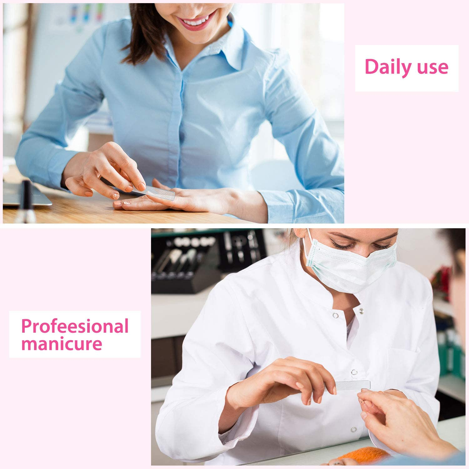 8 Pieces Nano Glass Nail Shiner Glass Nail Files Crystal Nail Shine Buffer Polisher with Case for Natural Nails (White) image number 1