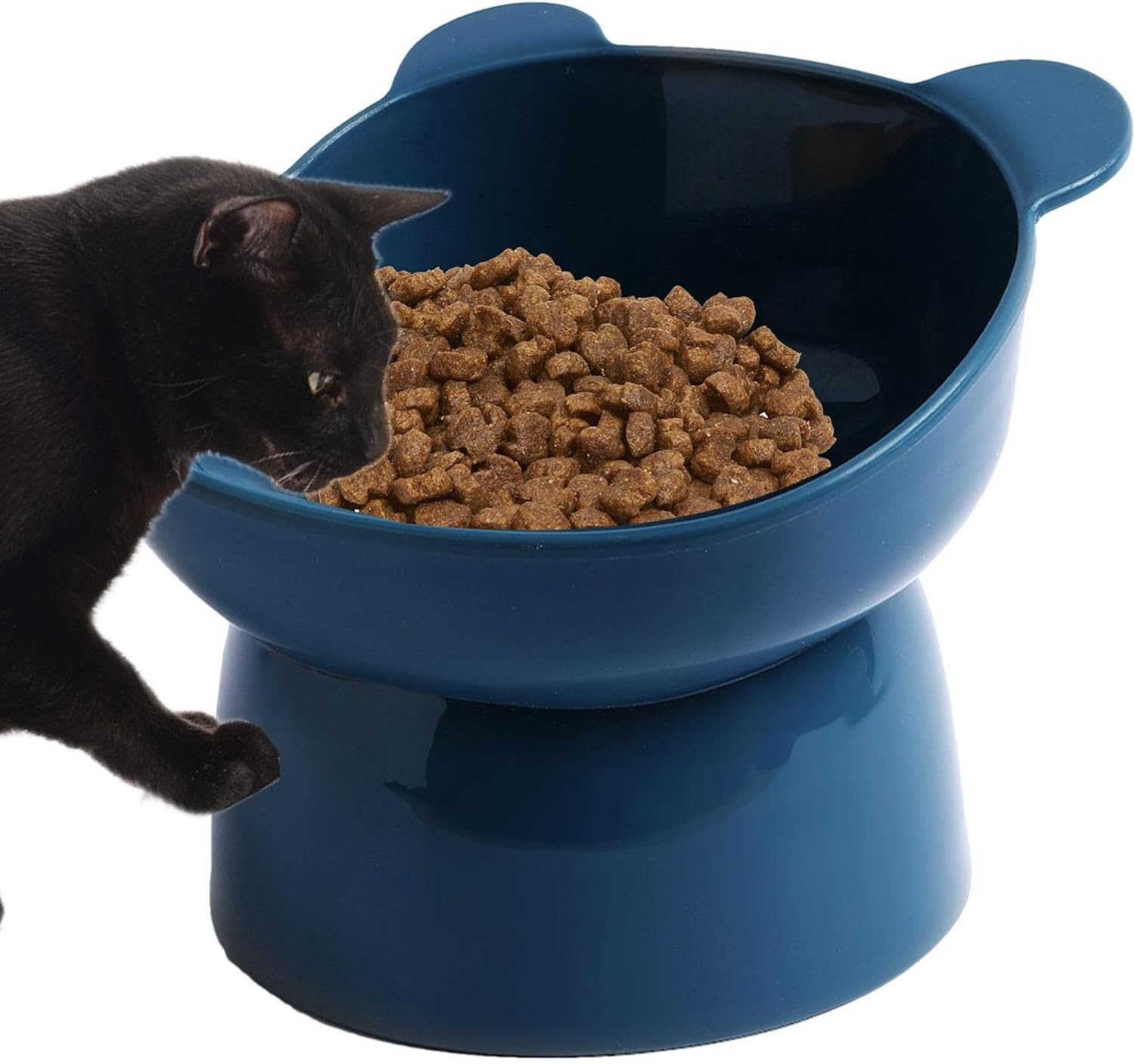 Ceramic Raised Pet Bowls | Extra Wide Ceramic Elevated Cat Bowl | Anti-Vomiting High Cat Dish | Non-Spill Food Feeder Bowls for Cats, Small Dogs & Kittens