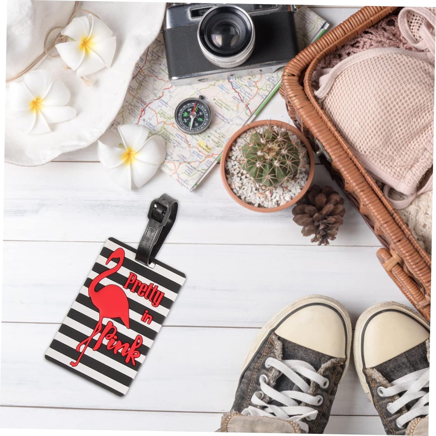 VALICLUD 10Pcs Cute Cartoon Luggage Tags Set Flamingo Ice Cream Soft PVC Travel Tags for Suitcases for Boys and Girls Adults Fun Identification Labels for Airport Travel image number 1