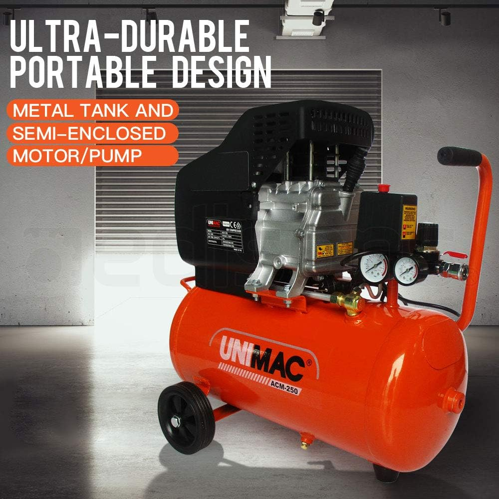 Unimac Portable Electric Air Compressor, 24L 2HP Direct Drive, Includes 5Pc Air Tool Kit image number 3