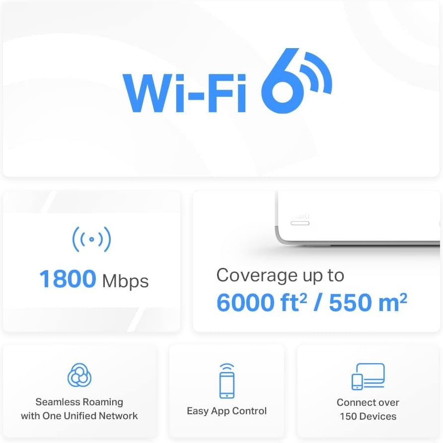 Mercusys AX1800 Whole Home Mesh Wi-Fi 6 System, Dual Band, up to 1800 Mbps, Seamless Roaming, Gaming & Streaming, Smart Home, Connect 150+ Devices, Full Gigabit Ports (Halo H70X(3-Pack)) image number 4