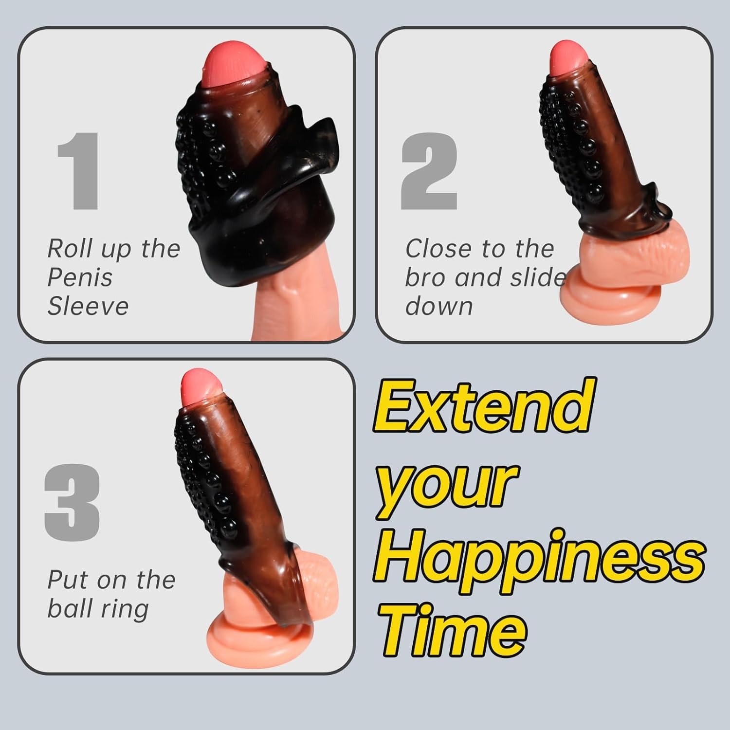 Penis Sleeve Sex Toy Cock Enlarger Condom Sheath Delay Ejaculation Toys,Sex Toys for Men,Cock Extender Sheath Men Cock Condom Male image number 3