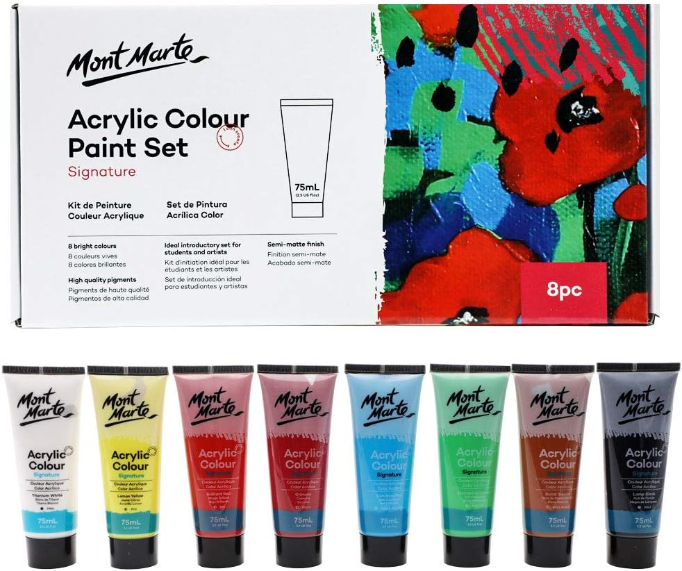 Mont Marte Signature Acrylic Colour Paint 8-Pieces Set, 75 Ml image number 1