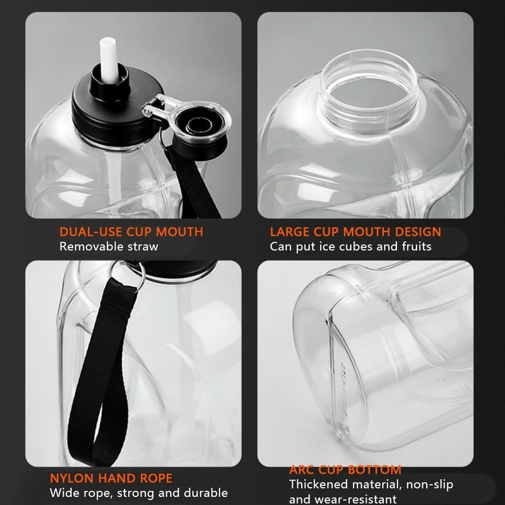 Half Gallon Water Bottle with Straw &ndash; Large Water Jug with Handle & Strap, Leakproof Sports Bottle for Gym, Fitness, and Outdoor Use image number 4