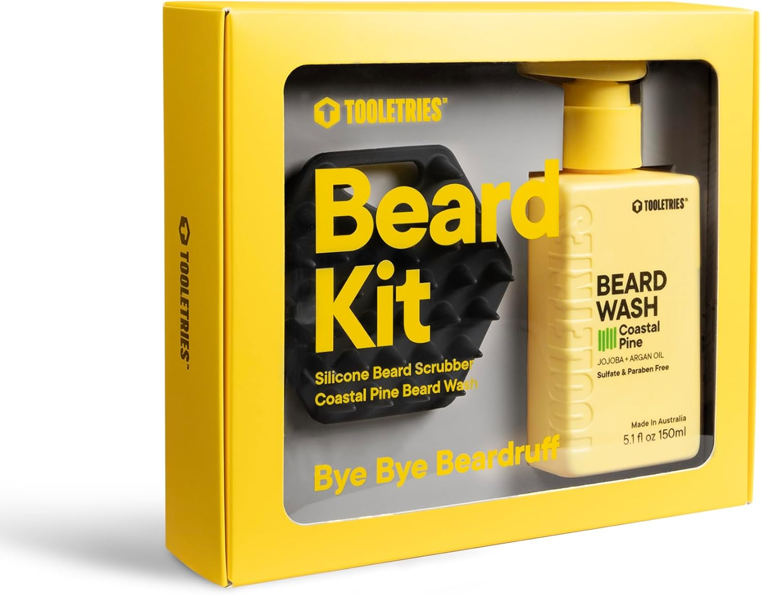 TOOLETRIES Men'S Beard Kit - Silicone Beard Scrubber & Hydrating Wash with Coastal Pine Scent, Facial Hair Exfoliator for Men, Deep Cleans & Exfoliates Skin, Removes Beardruff image number 2