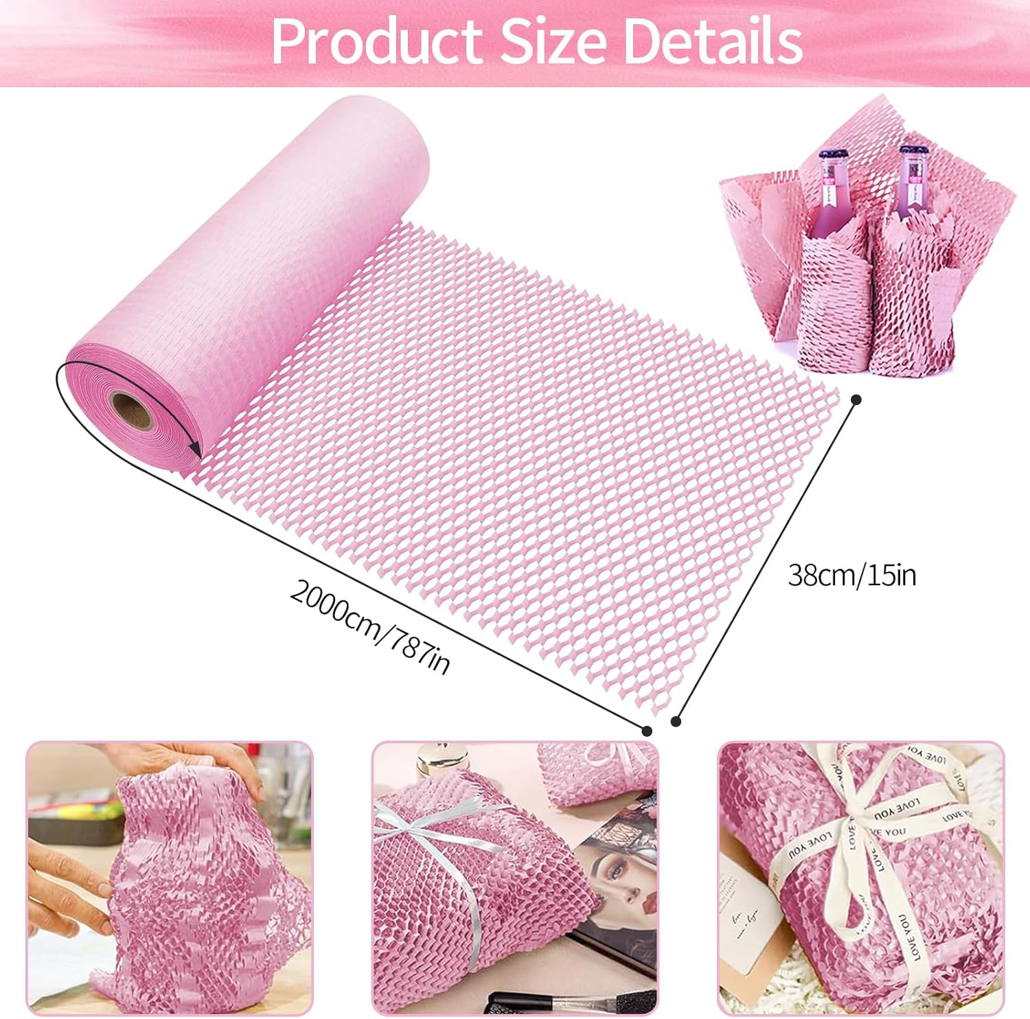 Gifts Wrapping Paper, Honeycomb Packing Paper, Recyclable Packing Paper, Green Wrap Packing Material, Recycled Cushioning Wrapping Roll, Honeycomb Eco-Friendly Packaging for Shipping/Packing (PK) image number 6