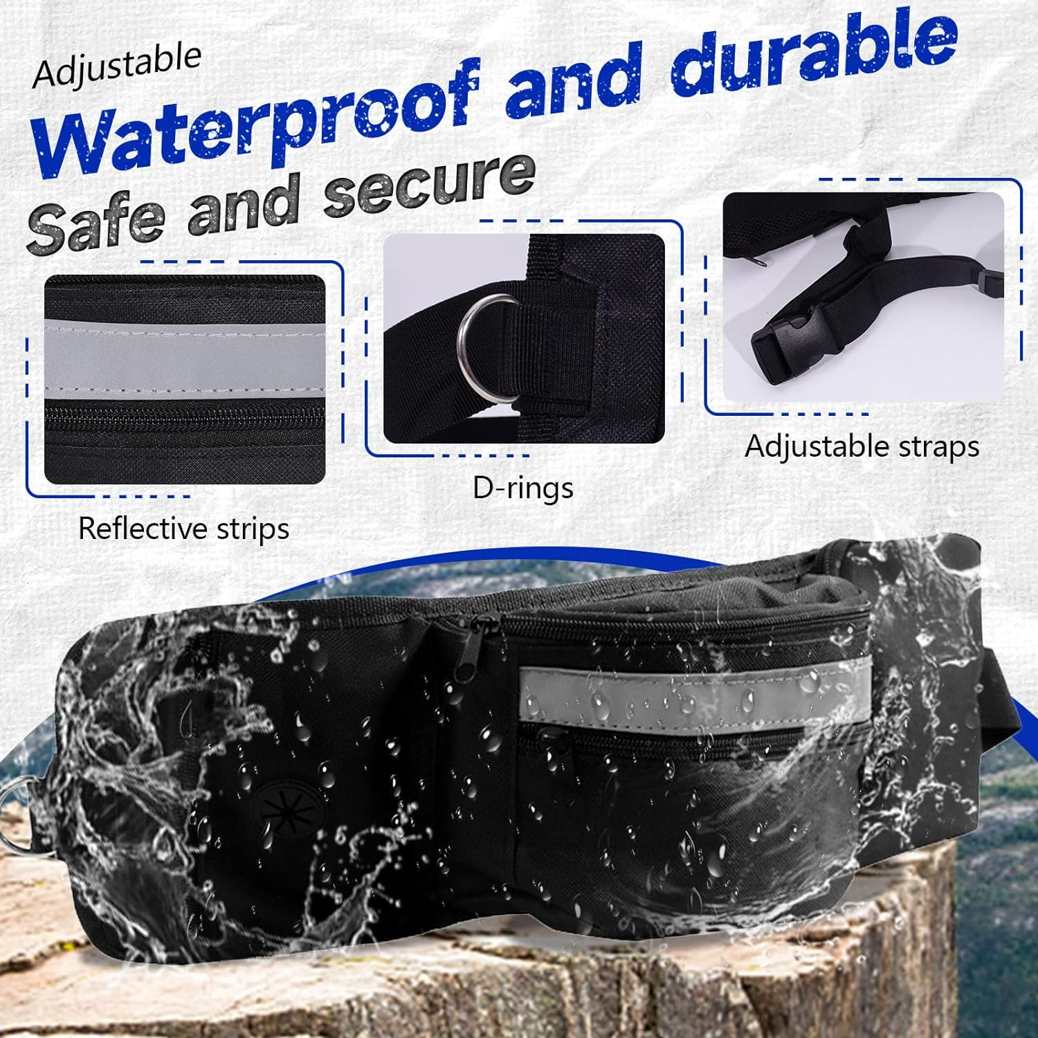 Realand Dog Treat Bag, Dog Walking Treat Bag for Pet Training with Waist Belt, Treat Bag for Dog Training, Treat Bag, Training Bag, Black image number 1