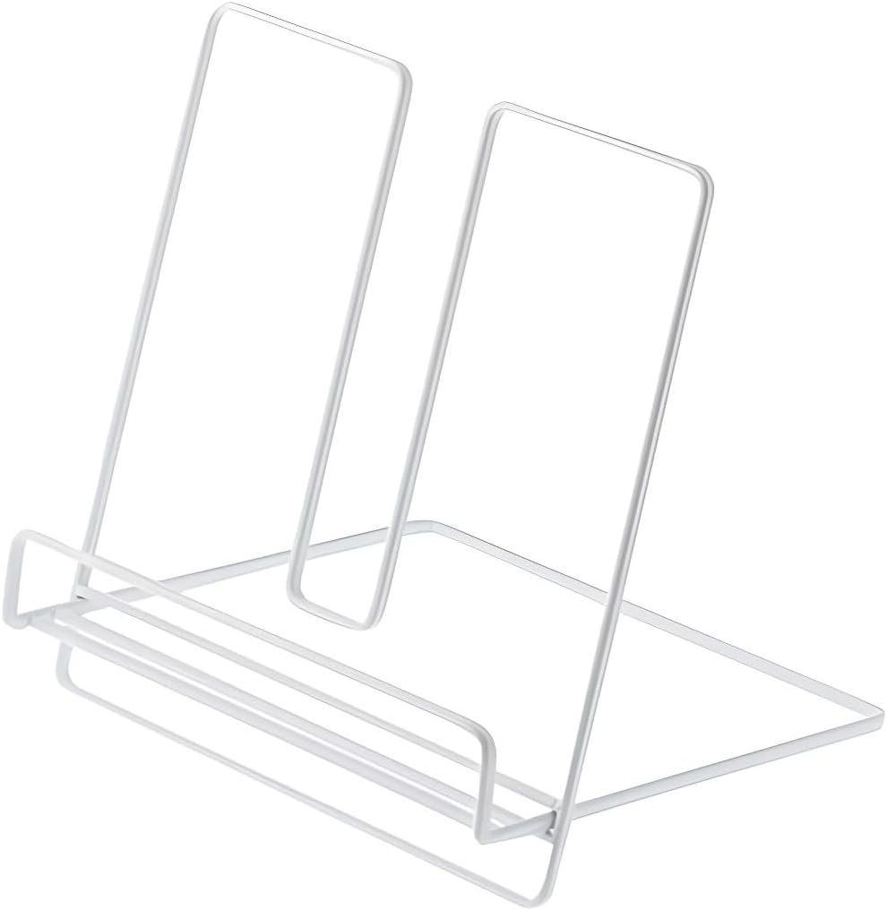 Kitchen Counter Cookbook Stand,Book Display Stand,Foldable Metal Pad Bracket Book Stand Display Stand (White) image number 2