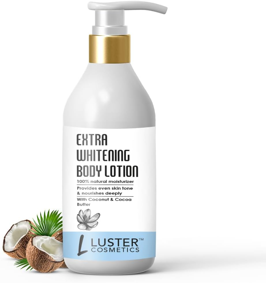 Luster Cosmetics Extra Whitening Body Lotion | Enriched with Coconut & Cocoa Butter | 100% Natural Moisturizer | Provides Even Skin Tone | Paraben Free - 300Ml image number 3