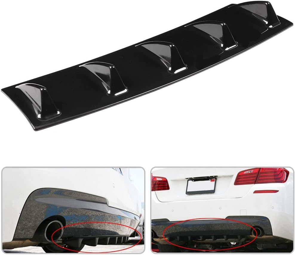 Akozon Universal Rear Bumper Lip Diffuser Car Rear Bumper Chassis Black Spoiler Shark Fin Spoiler Wing Lip Diffuser(M) image number 1