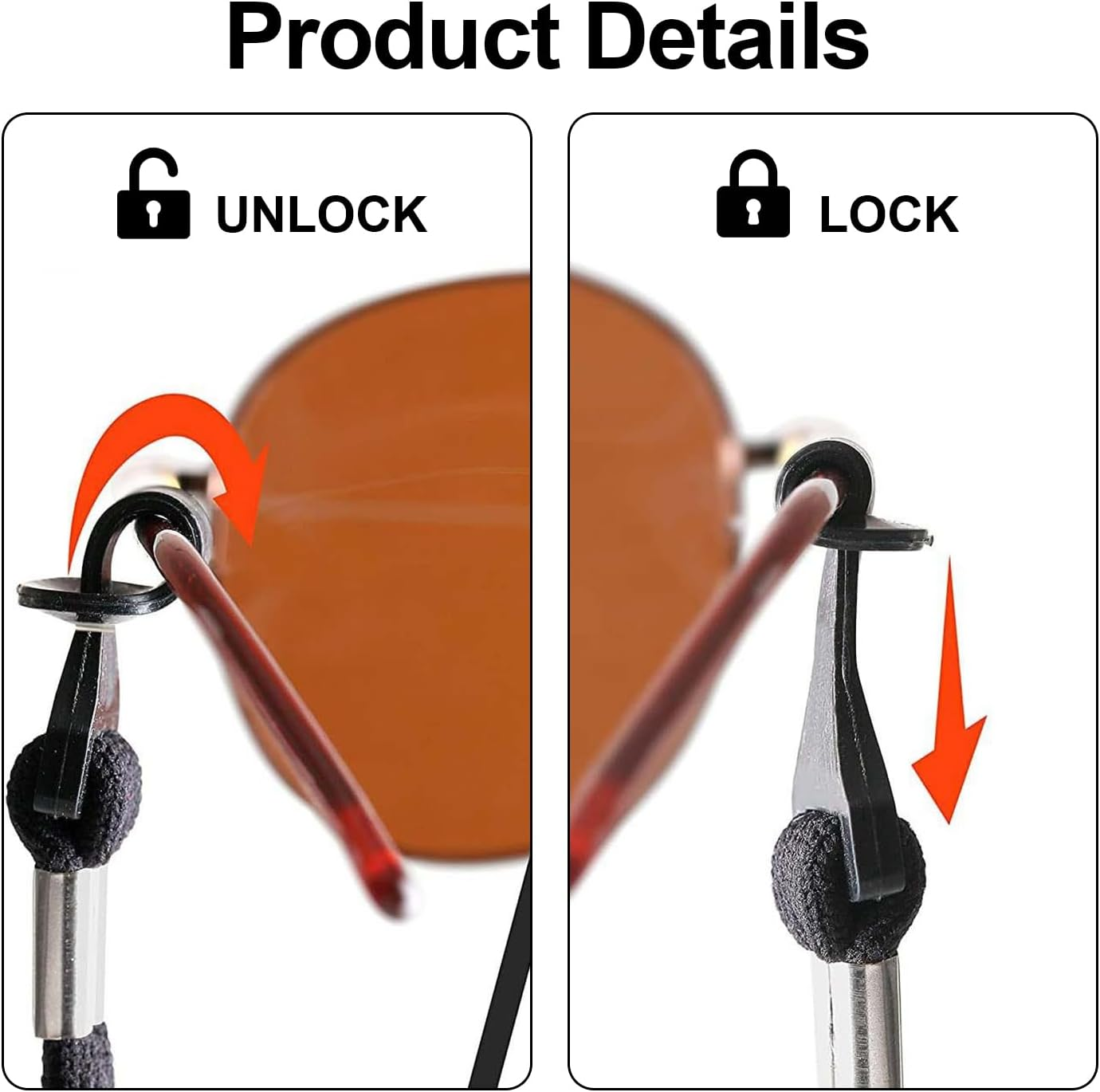 Topbine 4PCS Glasses Strap,Eye Glasses String Holder Strap，Sports Glasses Non-Slip Rope,Adjustable Sunglasses Retainer Eyeglass Straps Cords for Men Women (Black,13 Inch) image number 6