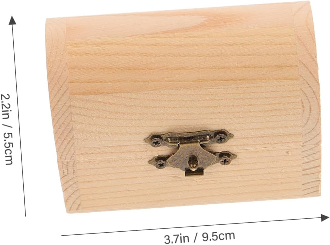 Wooden Treasure Box Small Size Lock 2Pcs Mediterranean Style Storage Chest Wood Organizer Decorative Packing Box for Home and Random Style image number 2