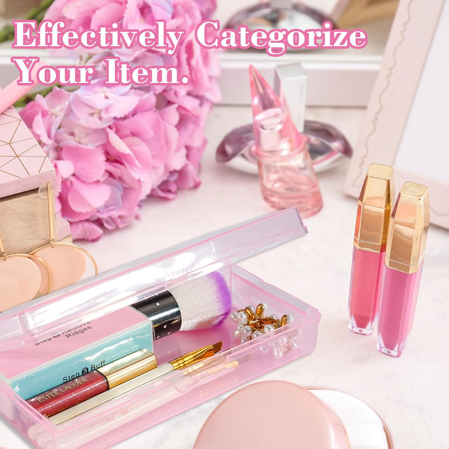 Lokyango 4-Piece Plastic Storage Box for Nail Tools - Manicure & Pedicure Supply Organizer Case (4Pcs in Pink) image number 2