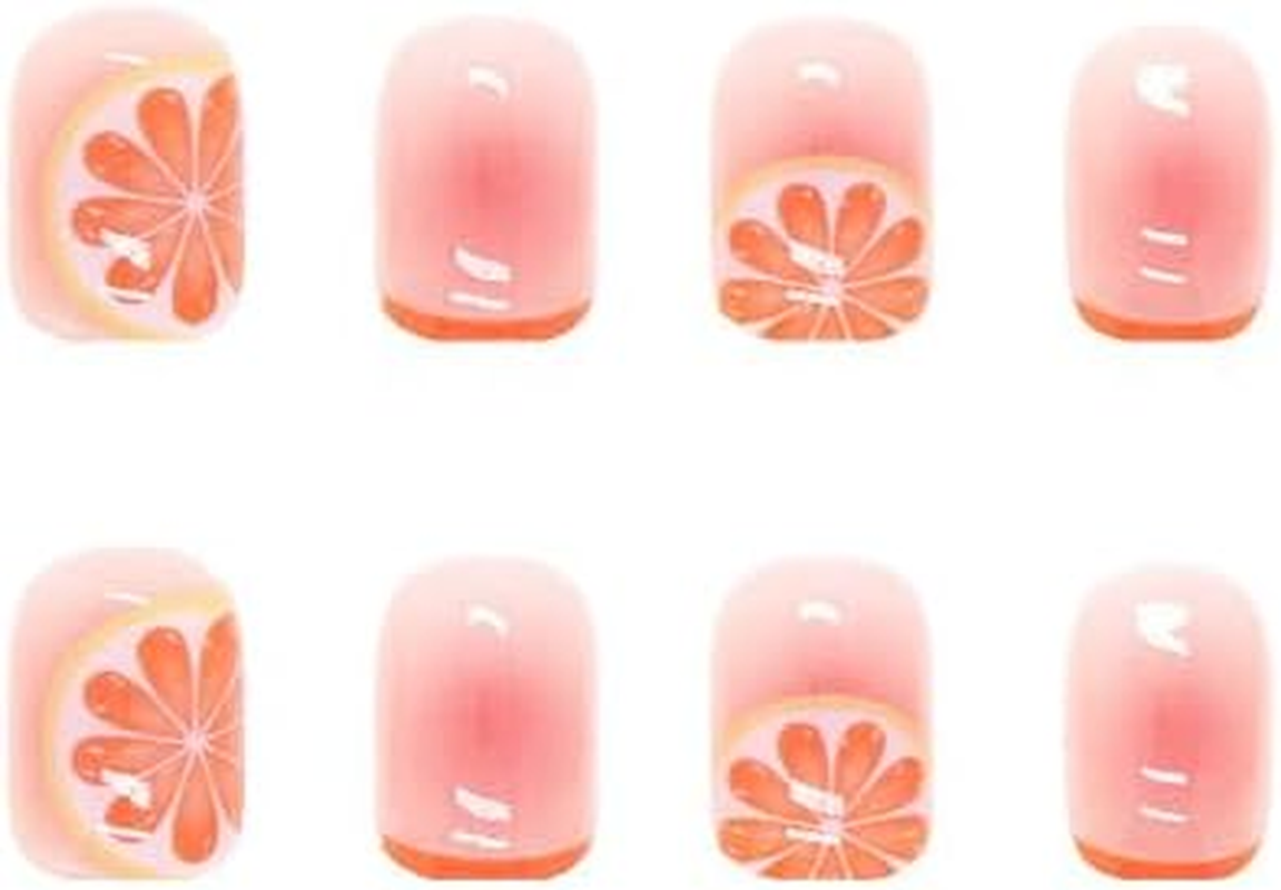 24X Orange Fake Nail Reusable Stick on Nails Press on Full Cover False Nail Tips, ABS Fashion Stick-On Nails, Easy Application, Elegant and Versatile Design for All Occasions image number 3