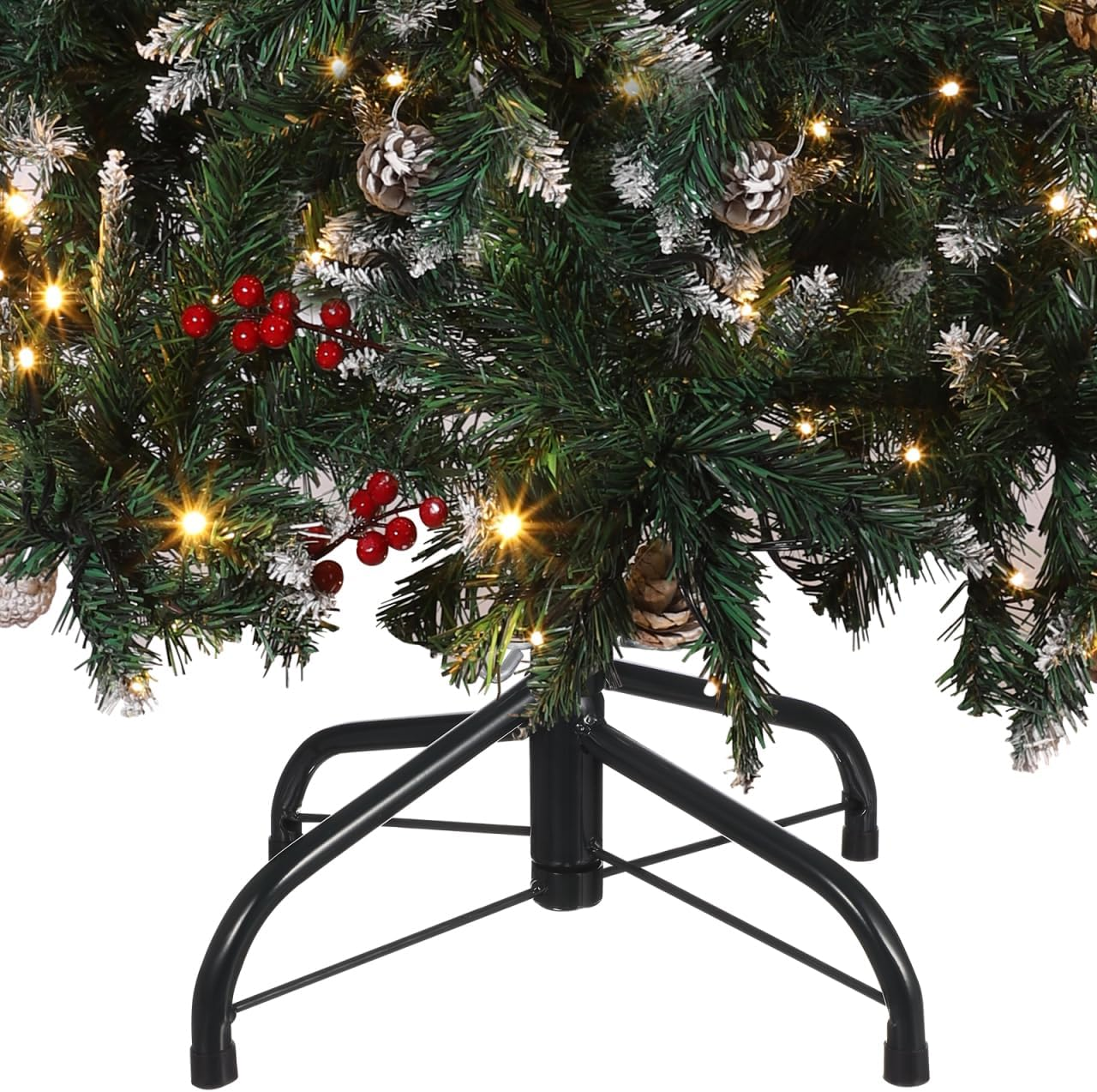 Angoily Christmas Tree Stand, Artificial Tree Folding Stand, Replacement Xmas Tree-Base Artificial Green Metal Paint Bracket Christmas Holder 1.9Cm Tube Diameter Holiday Xmas Base Support image number 2