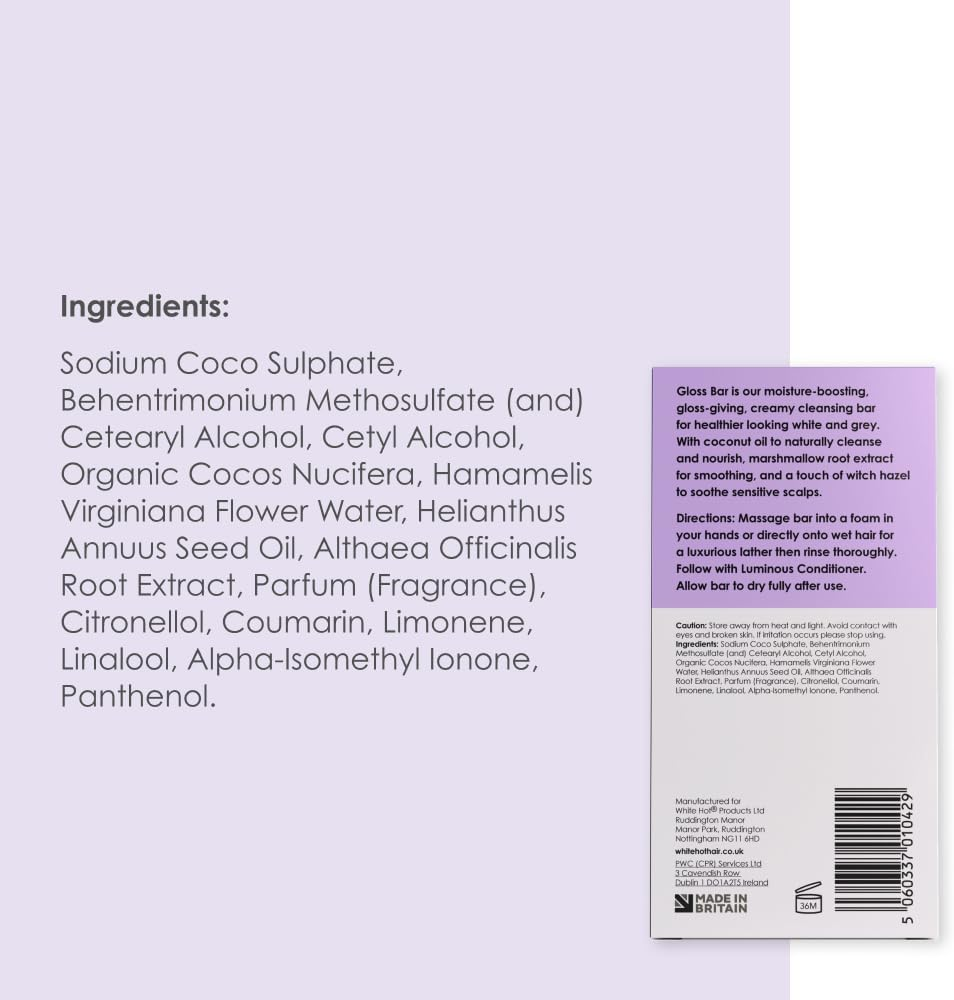 White Hot Gloss Bar Shampoo Solid Shampoo Bar (2 X Shampoo Bars) 60G Bright Shine and Silky Soft Silver White image number 1