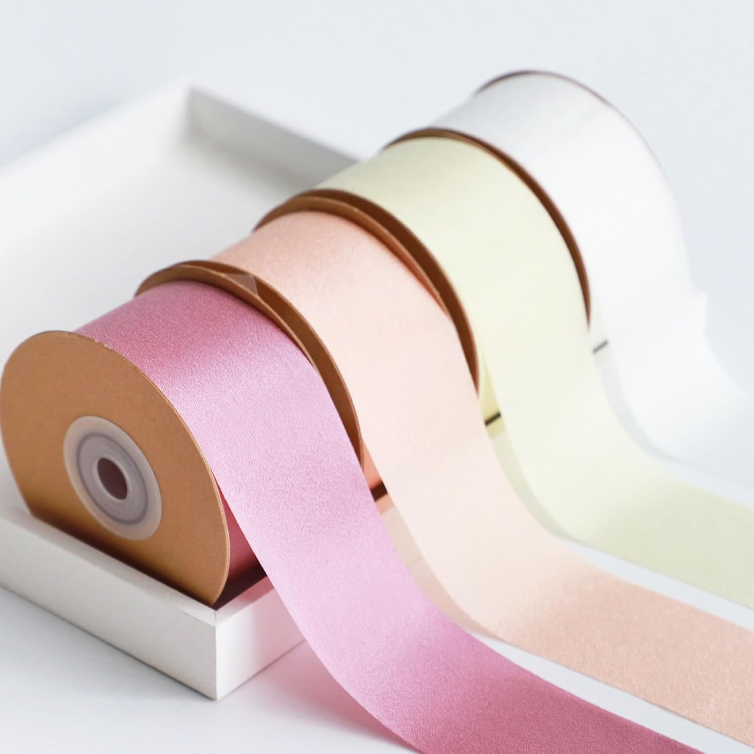 Ribbon, Grosgrain Beige Chiffon Silk Ribbon Wide,1.5 Inch X 25 Yd Ribbons for Gift Wrapping Sewing Ribbons Wedding Decorations Cream image number 7