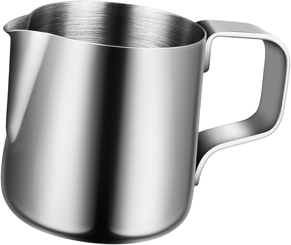 NOLITOY 2 Pcs Stainless Steel Latte Art Cup Milk Cup for Espresso Cappuccino Measyring Cups Easy Clean Dishwasher Safe 200Ml Silver