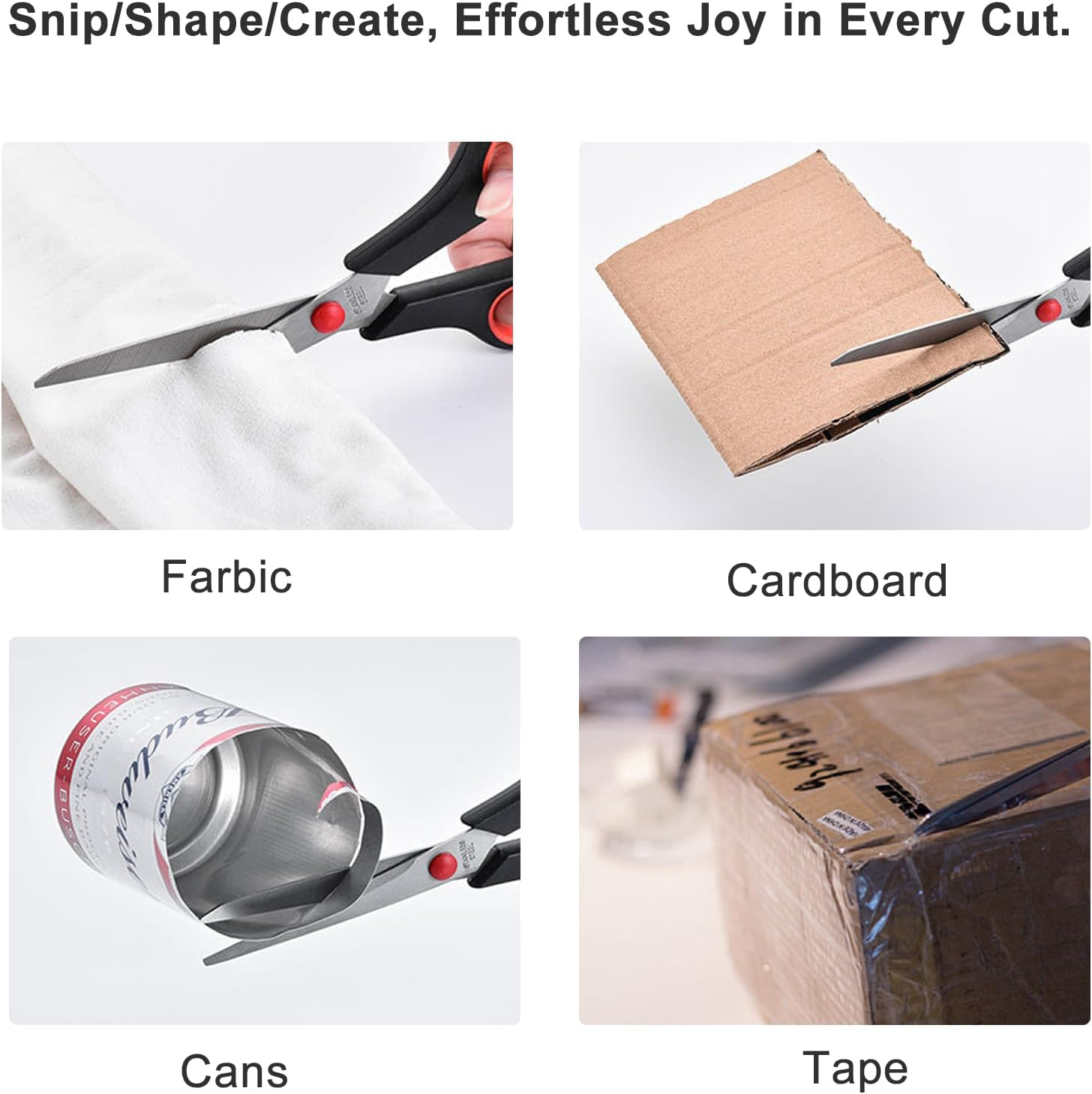 Beleeb 2 Pack Scissors 8.5" Stainless Steel, All Purpose Scissors for Office Kitchen Fiskars Fabric Craft Sewing, Ergonomic Handle image number 5