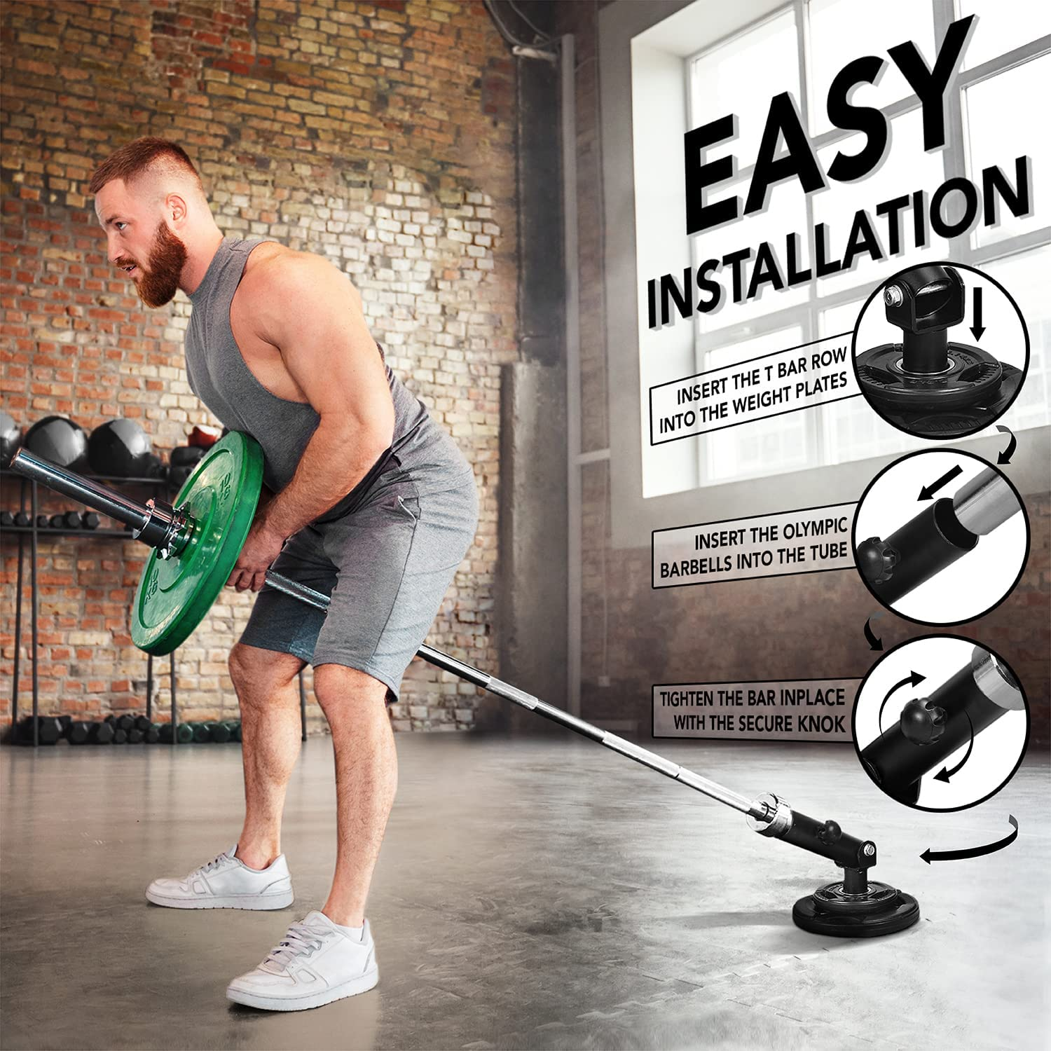 Yes4All T Bar Row Insert, Landmine Attachment for 1&2 Inch Olympic Barbell Bars, Landmine Handles, Workout Home Gym Equipment - A. Combo T-Bar Row Insert + Double D Handle image number 4