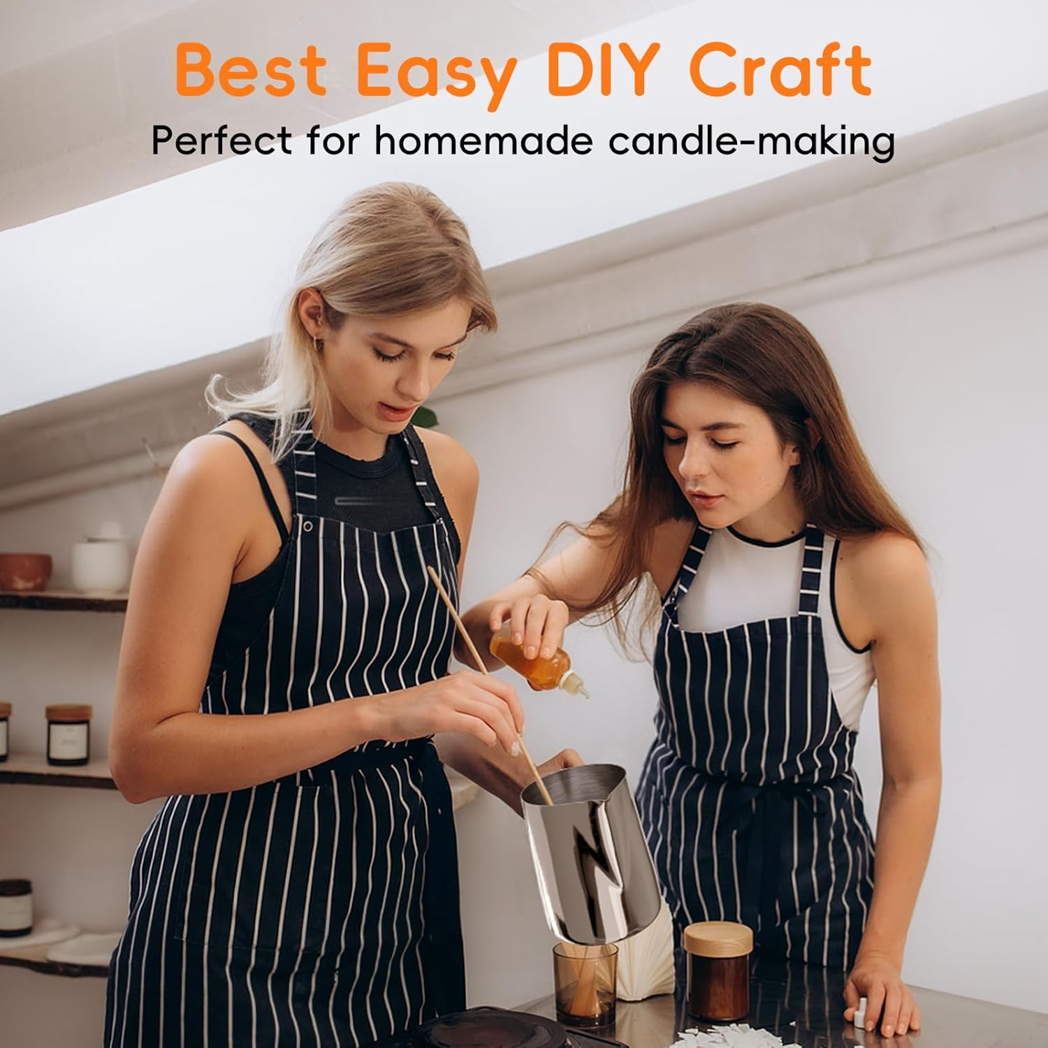 Casaculina Candle Making Pouring Pot, 32Oz Stainless Steel Wax Melting Pot with Heat-Resistant Handle, Double Boiler Candle Making Pitcher with Dripless Pouring Spout Design image number 1