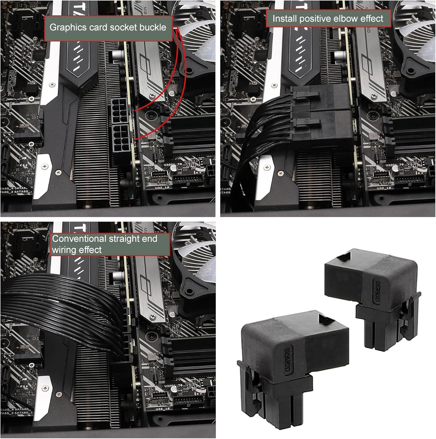 2PCS 8PIN 90 Degree Angled Power Connector Adapter,Gpu VGA Pcie Connector for Desktop Computers Graphics Card Right Angle Elbow Adapter Black (Angled Downwards)