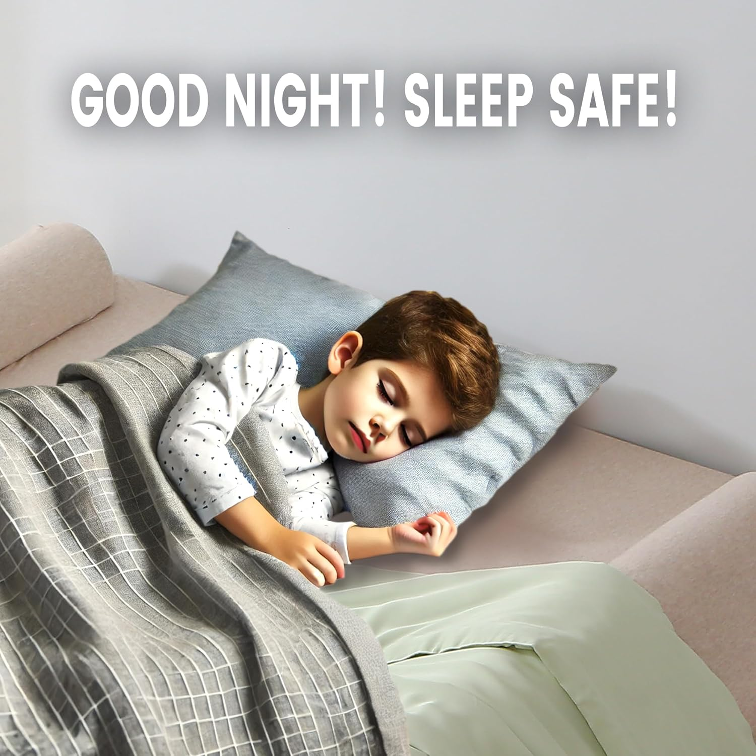 Fond + Found 2 Pack Mesh Fabric Bed Rail Bumpers Foam Safety Bed Rail for Kids Toddlers, Non-Slip Bed Bumper Breathable Washable Cover for Twin, Queen, King Beds image number 3