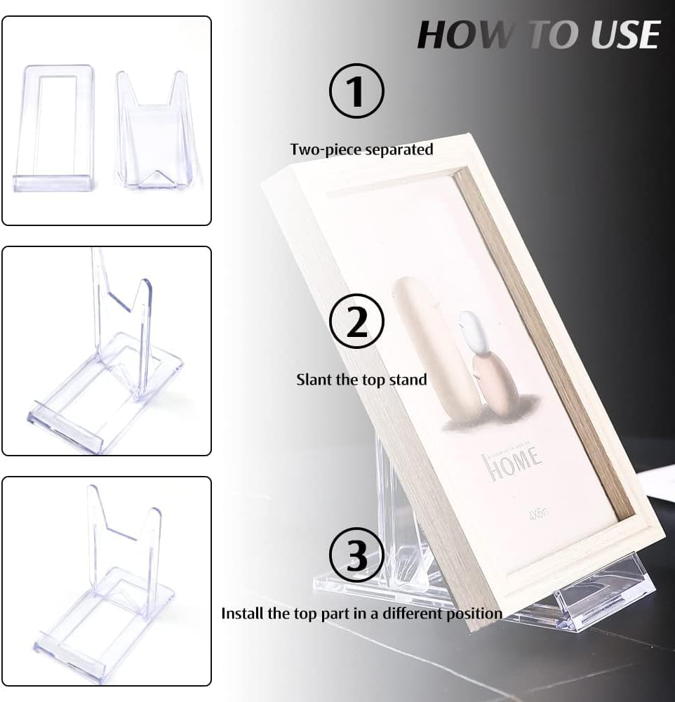 12 Pack Clear Acrylic Plate Stands - Plastic Display Holders & Mini Easels for Pictures or Plates - Ideal for Home, Office, Festival & Party Decor image number 2