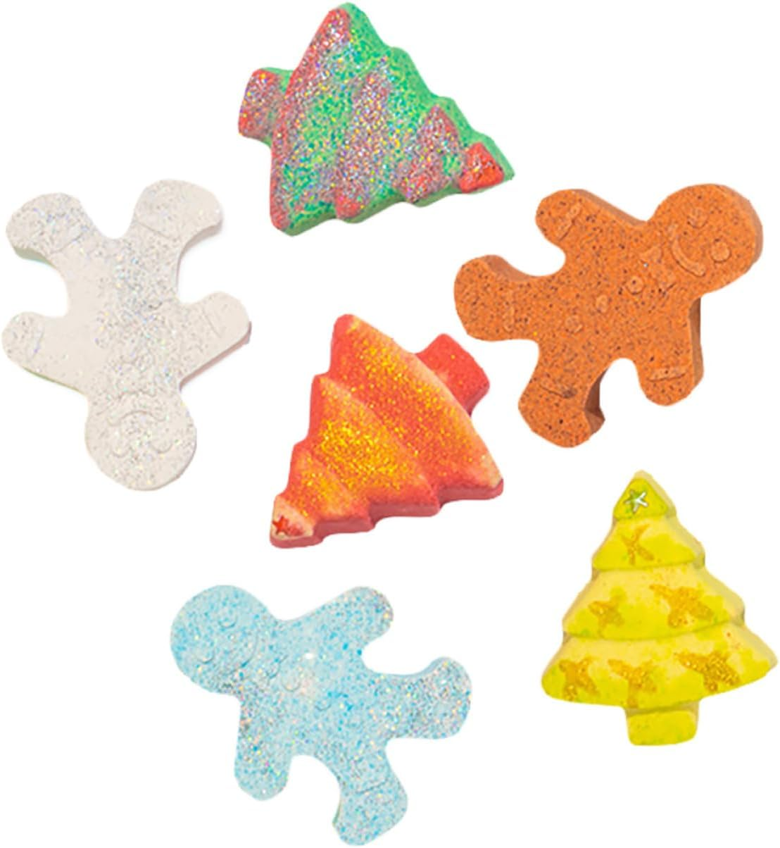 NULYLU 6Pcs Gingerbread Man Christmas Bathing Essential Oil Bubble Bath Friendly Moisturizing Bath Salt Present for Family Relaxation image number 5