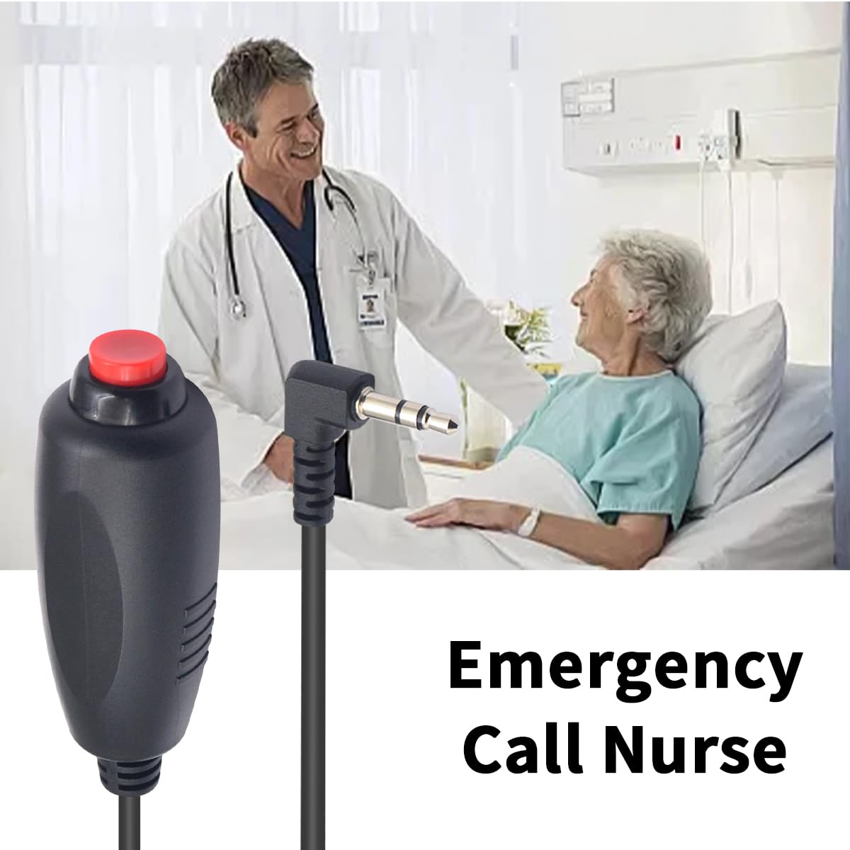 Duttek Push Button Cord Cable - Replacement Nurse Call Cable for Caregivers, Patients, Elderly - 3.5Mm TRS Headphone Plug (5.9Ft/1.8M) image number 6