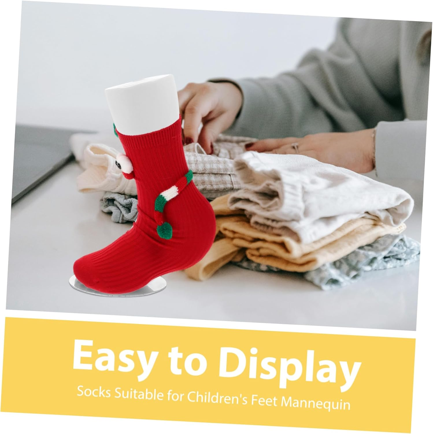 Iplusmile Realistic Foot Mold Boy Girl Sock Display Stand Fake Foot Model for Store image number 4