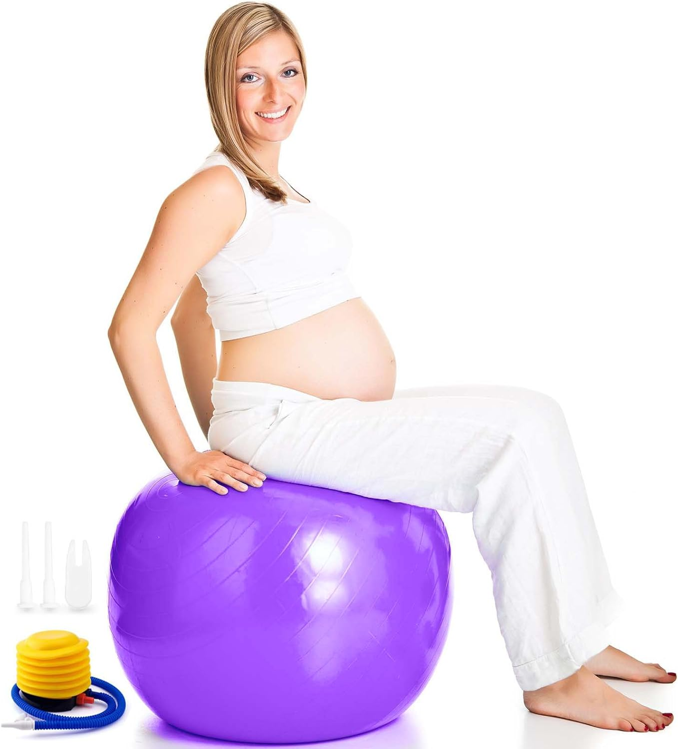Anti-Burst Exercise Ball,Yoga Ball Chair with Pump Device,Non-Slip Matte Pilates Ball,Balance Ball for Stretching Core Yoga Pilates Birthing Pregnancy Stability Gym Workout Training
