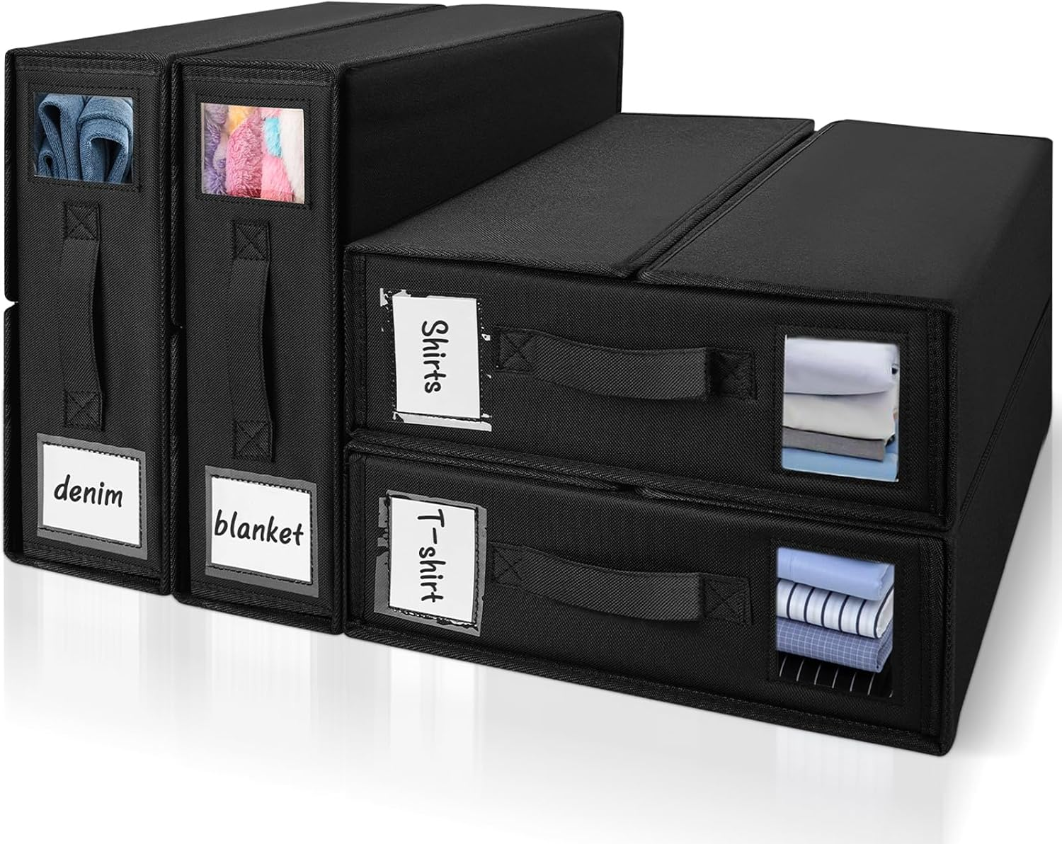 Jabykare 4 Pack Bed Sheet Organisers - Foldable Bedding Sheet Organiser with Window Xl(King & Queen Size) for Linen, Closets, Wardrobe, Home Storage & Organisation (Grey)