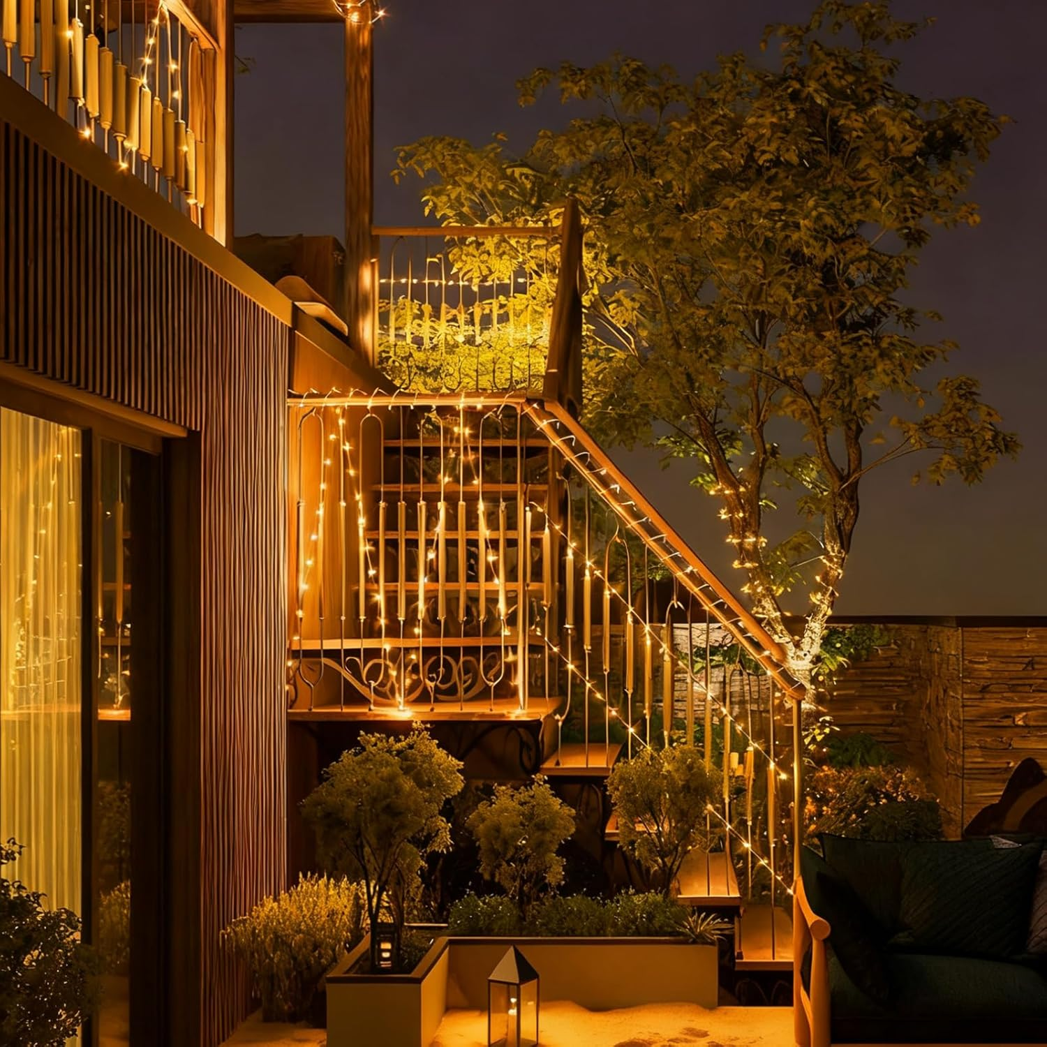 2 Pcs Solar Fairy Lights Outdoor, 12M 100 LED Solar String Lights with 8 Modes & IP65 Waterproof, Auto On/Off Garden Lights for Diwali Christmas Party Patio & Garden Decor (Warm White)