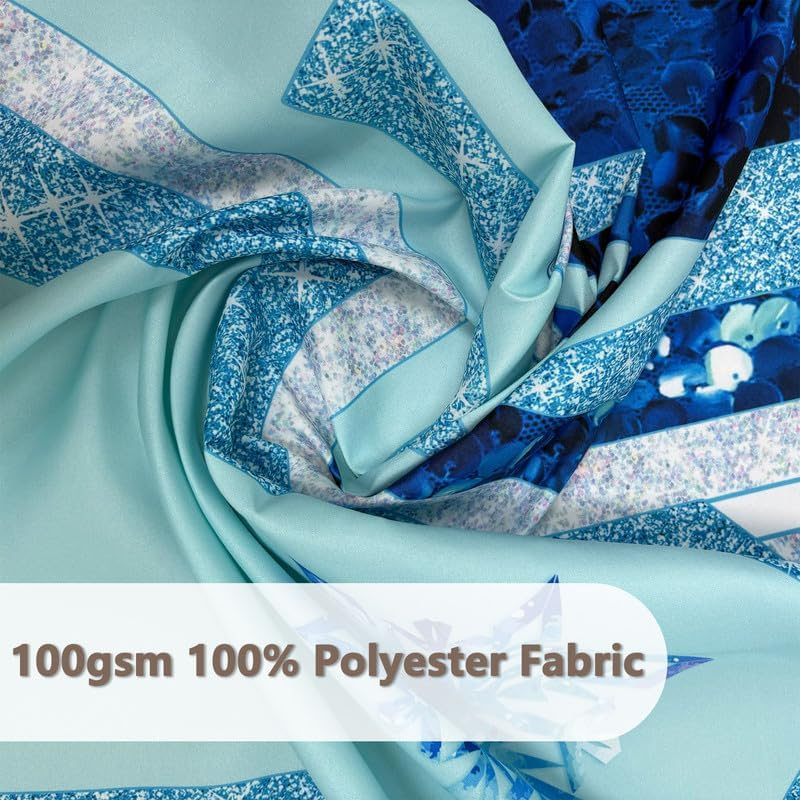 ZTHMOE 7X5Ft Fabric Ice Snow Castle Backdrop Girl Birthday Party Princess Decoration Cake Table Banner Snowflake Curtain (No Glitter No Sequin) Winter Photo Prop image number 5