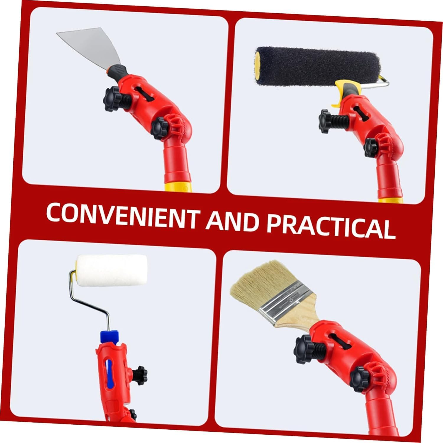 BEANPRECOY Multi-Angle Paint Brush Extender & Edger Tool for Walls, Corners, High Ceilings &ndash; Extension Pole Attachment for Precision Painting image number 1